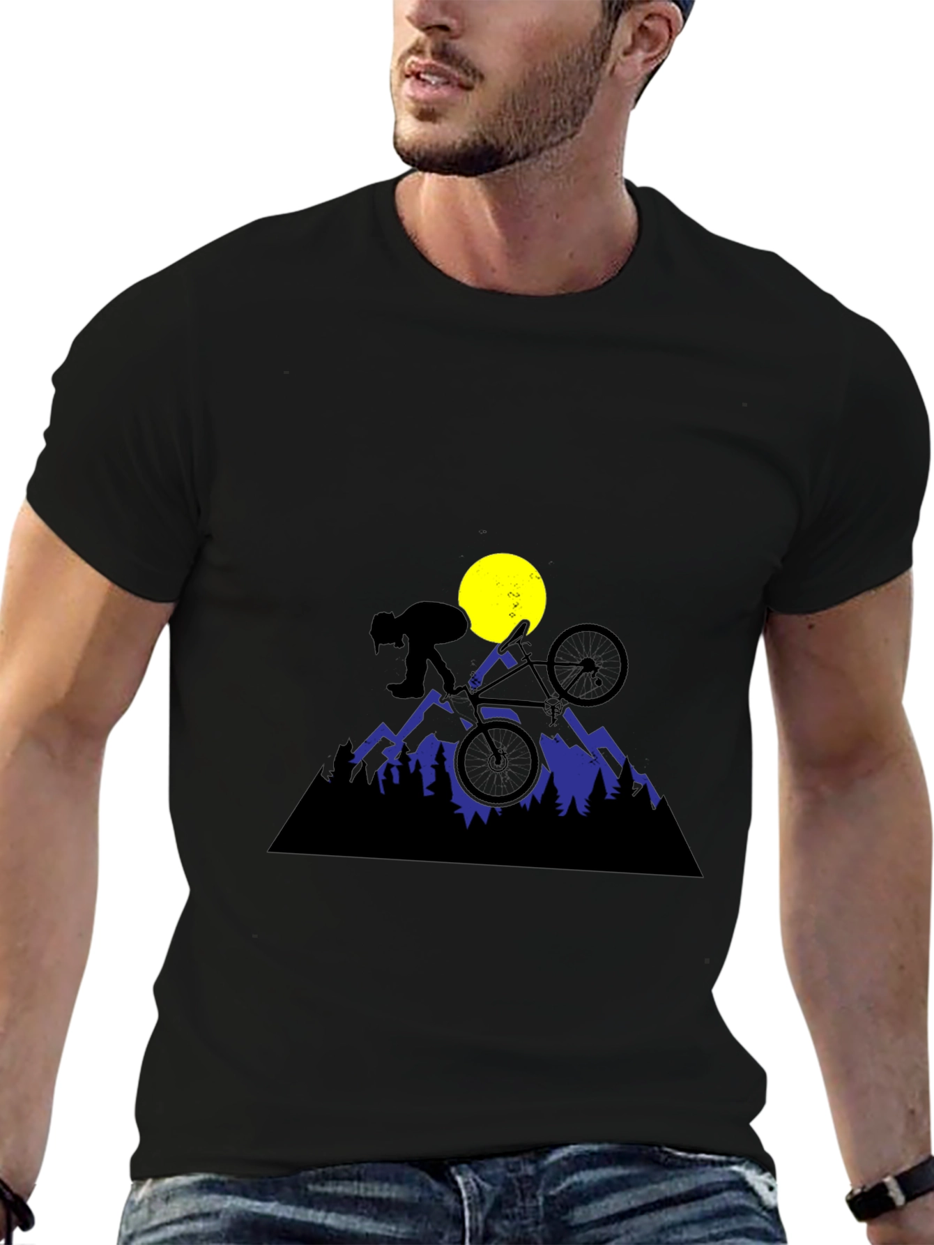 Mountain Biker Tee - Black Graphic T-Shirt