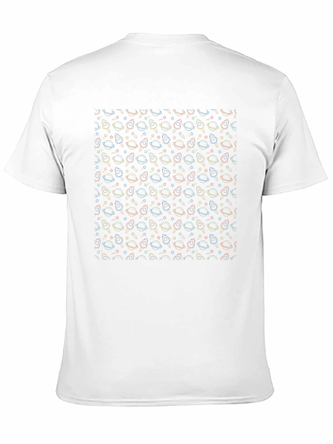 Cosmic Dreams T-Shirt - Space Pattern Black Tee