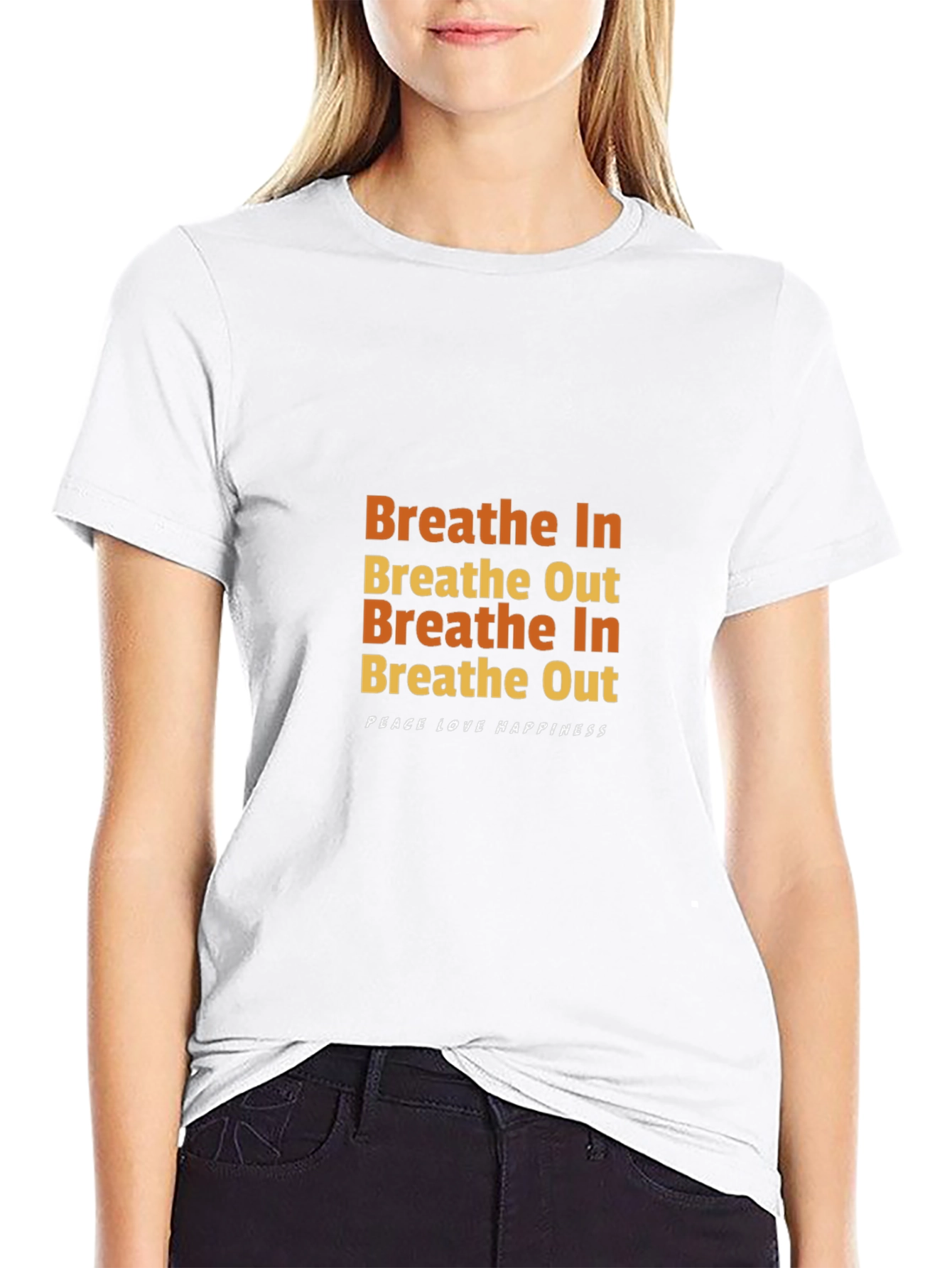 Breathe In/Out Graphic Tee - Peace Love Happiness