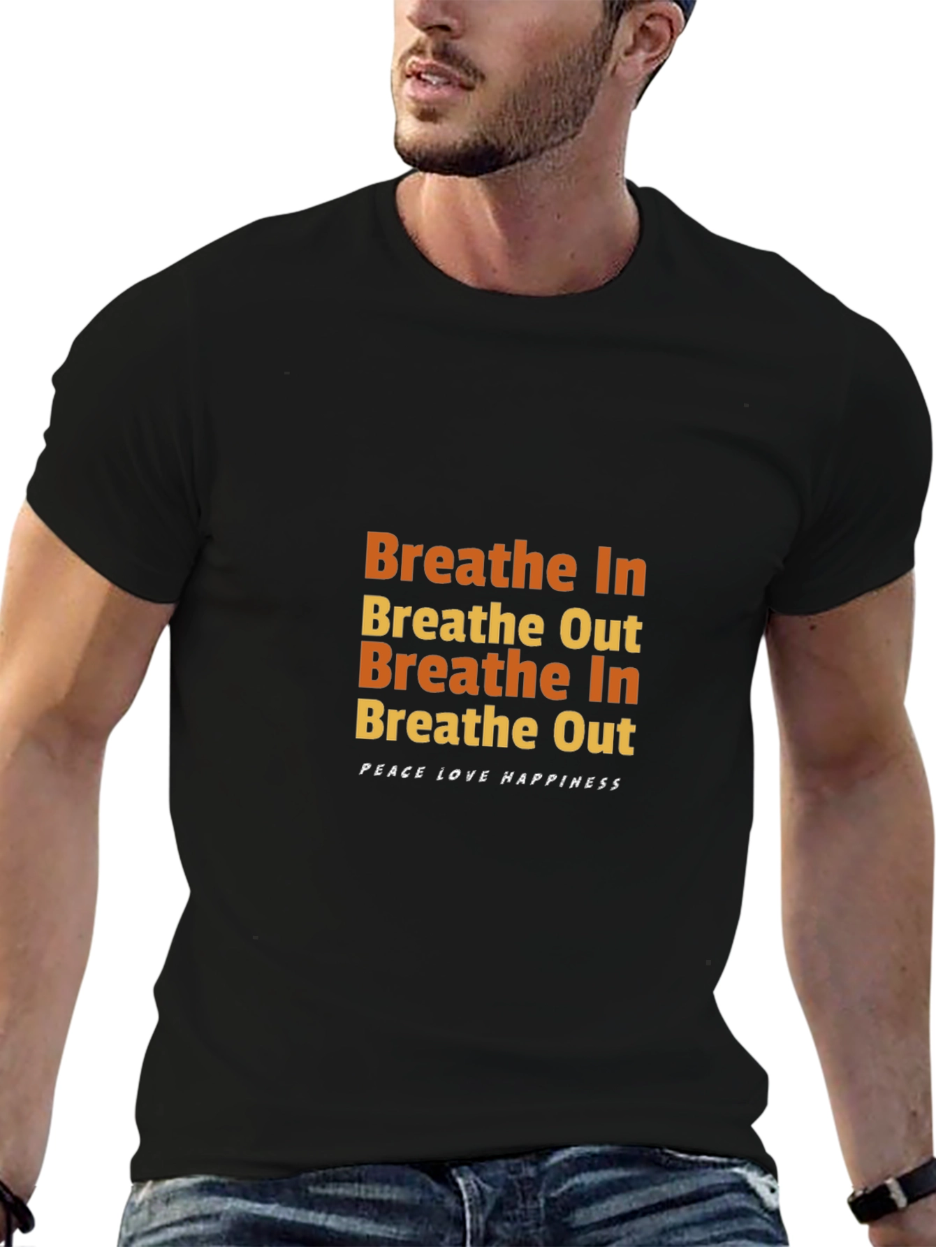 Breathe In/Out Graphic Tee - Peace Love Happiness