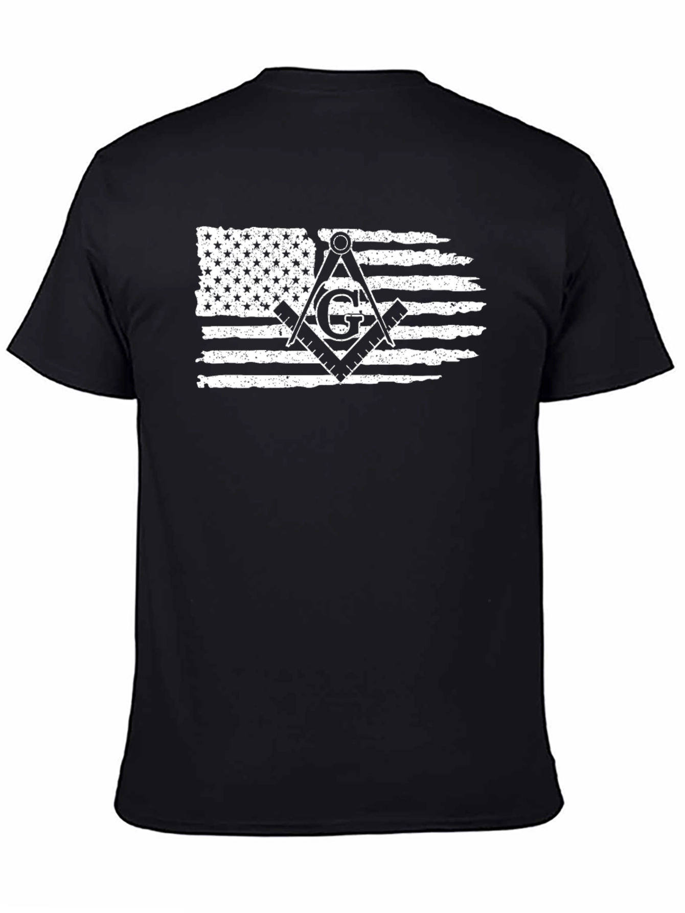 Patriotic Masonic T-Shirt - USA Flag & Square Compass