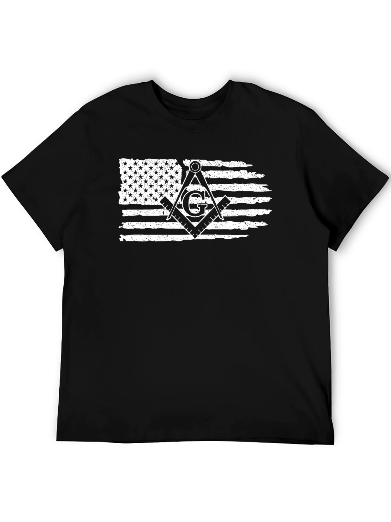 Patriotic Masonic T-Shirt - USA Flag & Square Compass