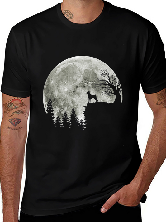 Dog Howling at Moon Graphic T-Shirt
