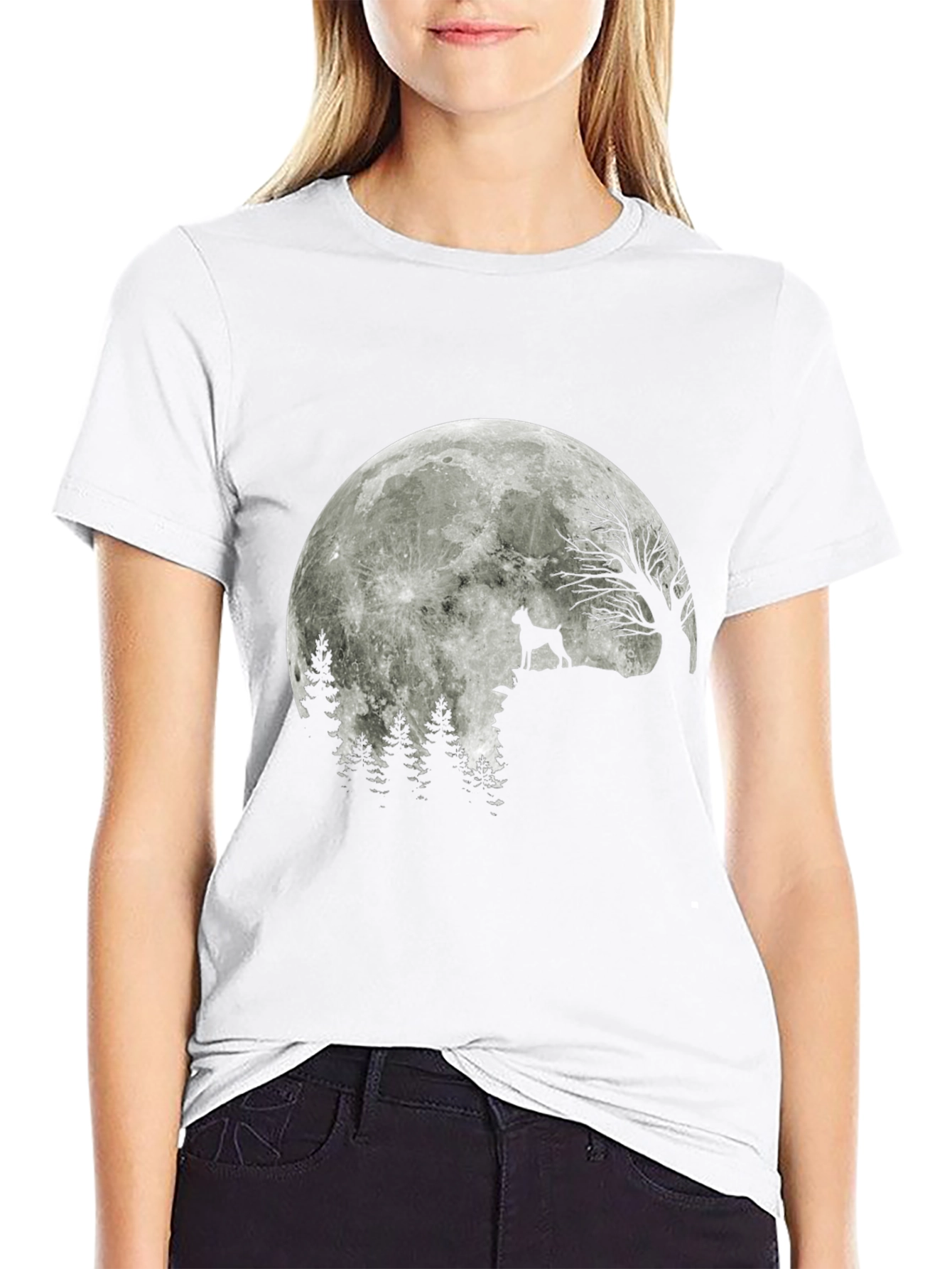 Dog Howling at Moon Graphic T-Shirt