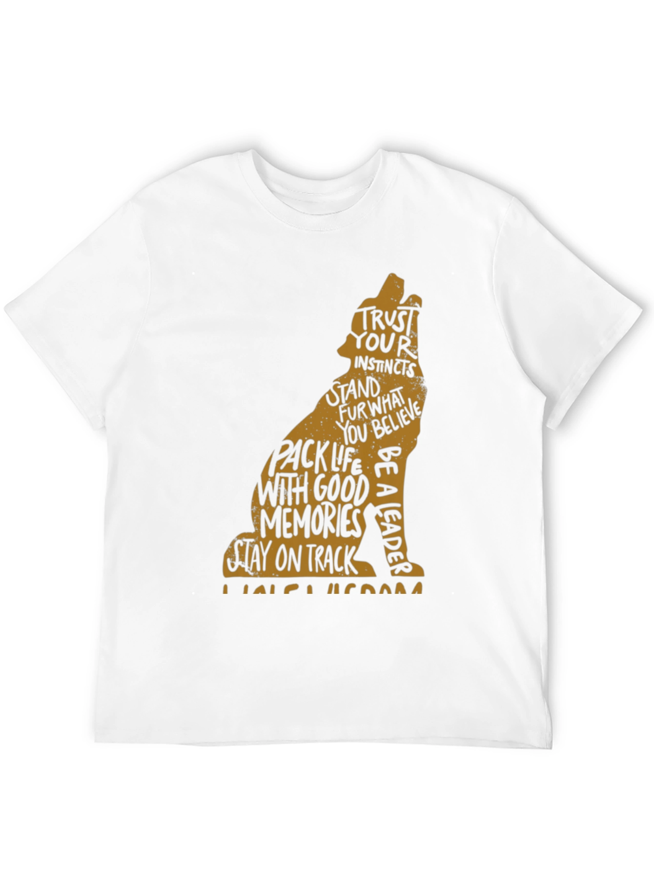 Wolf Graphic Print Crew Neck Mens T-shirt