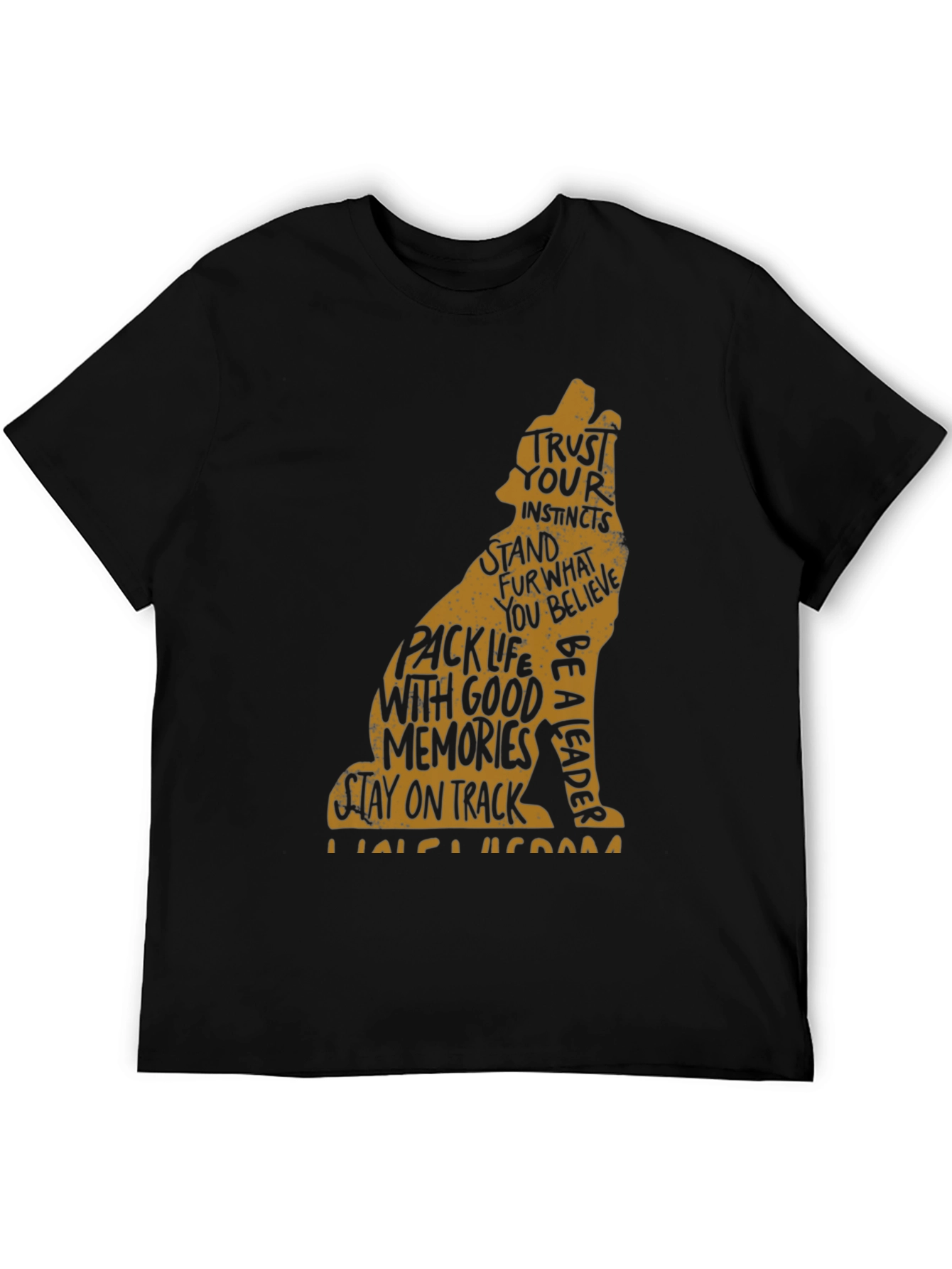 Wolf Graphic Print Crew Neck Mens T-shirt
