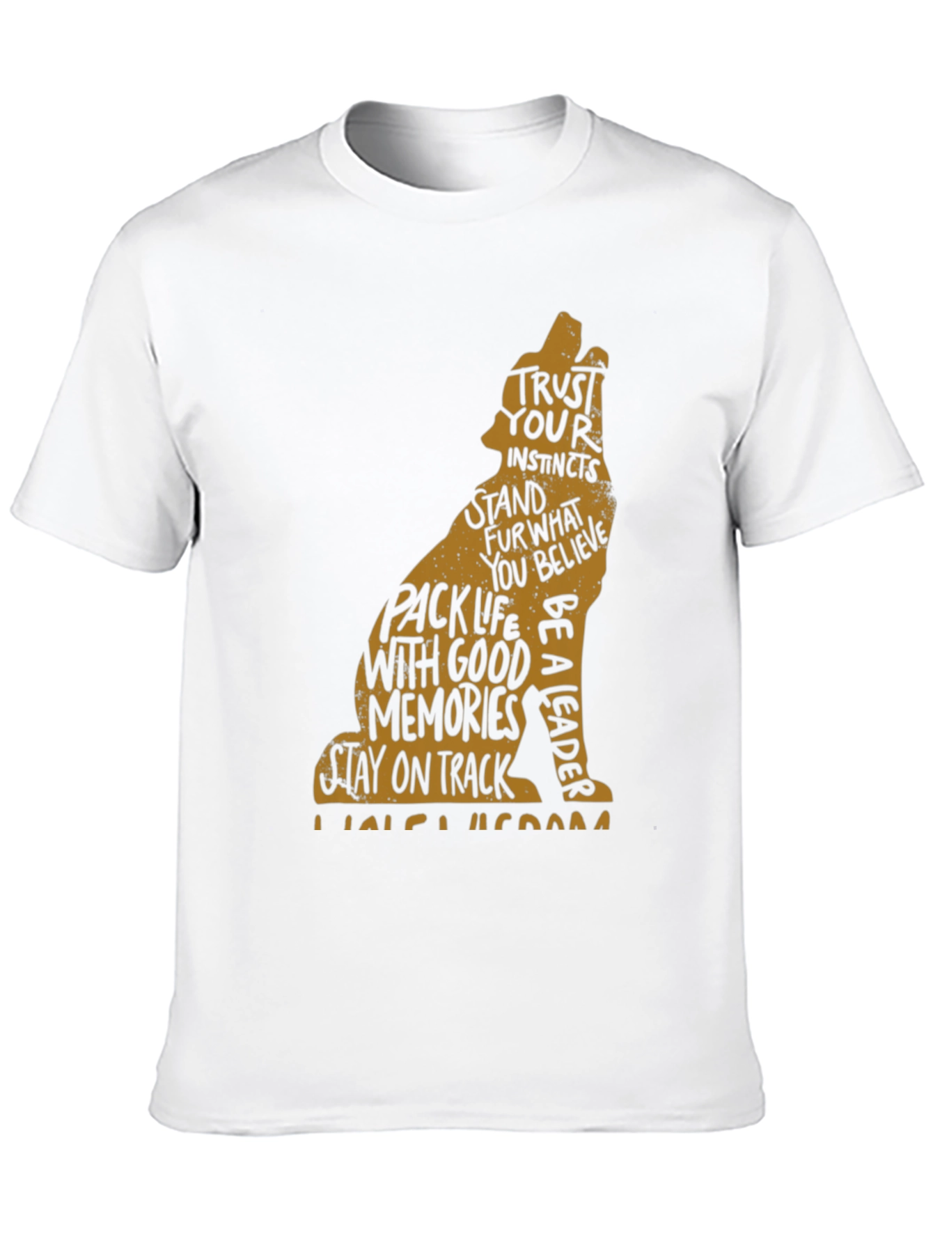 Wolf Graphic Print Crew Neck Mens T-shirt