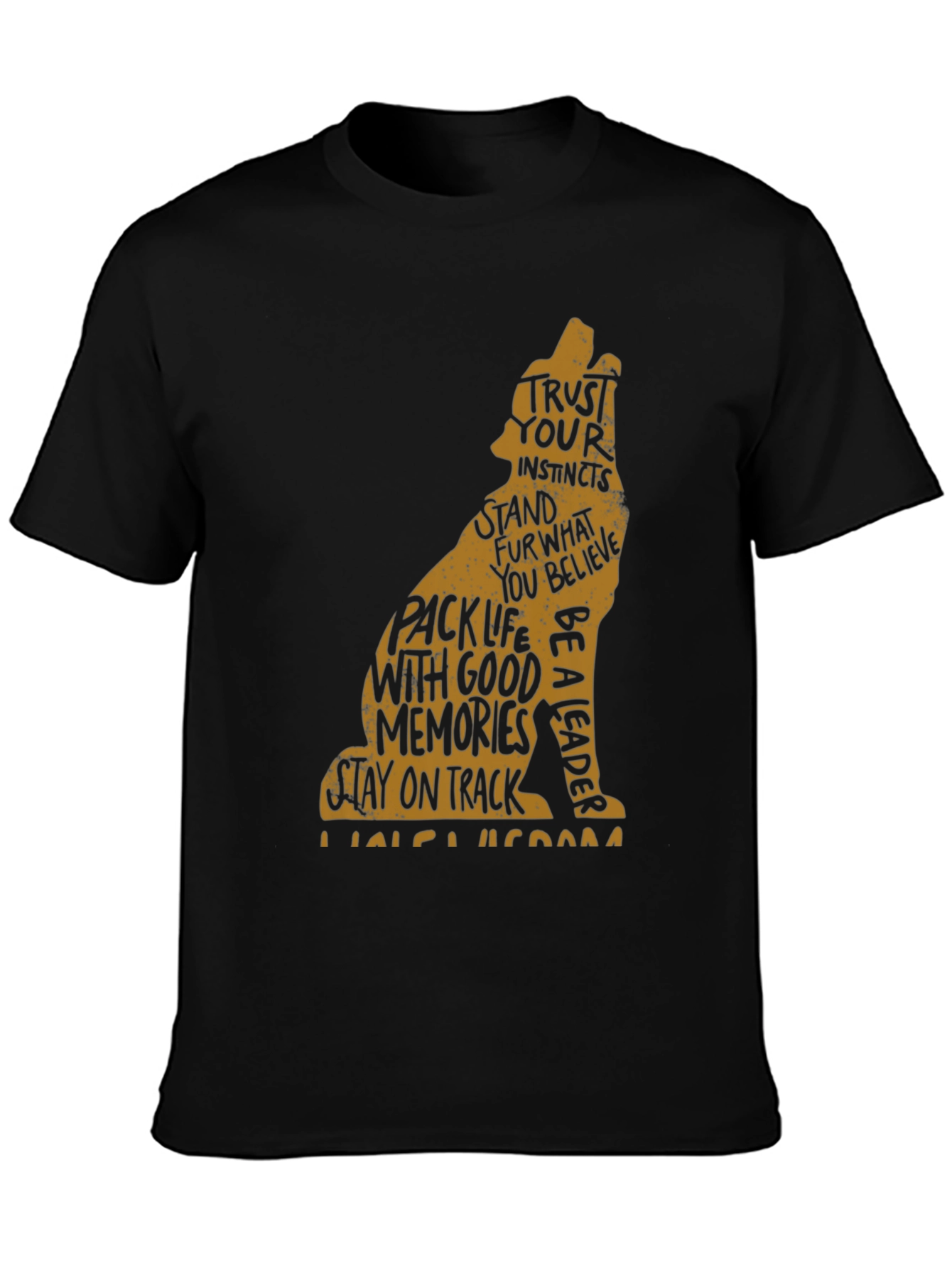 Wolf Graphic Print Crew Neck Mens T-shirt