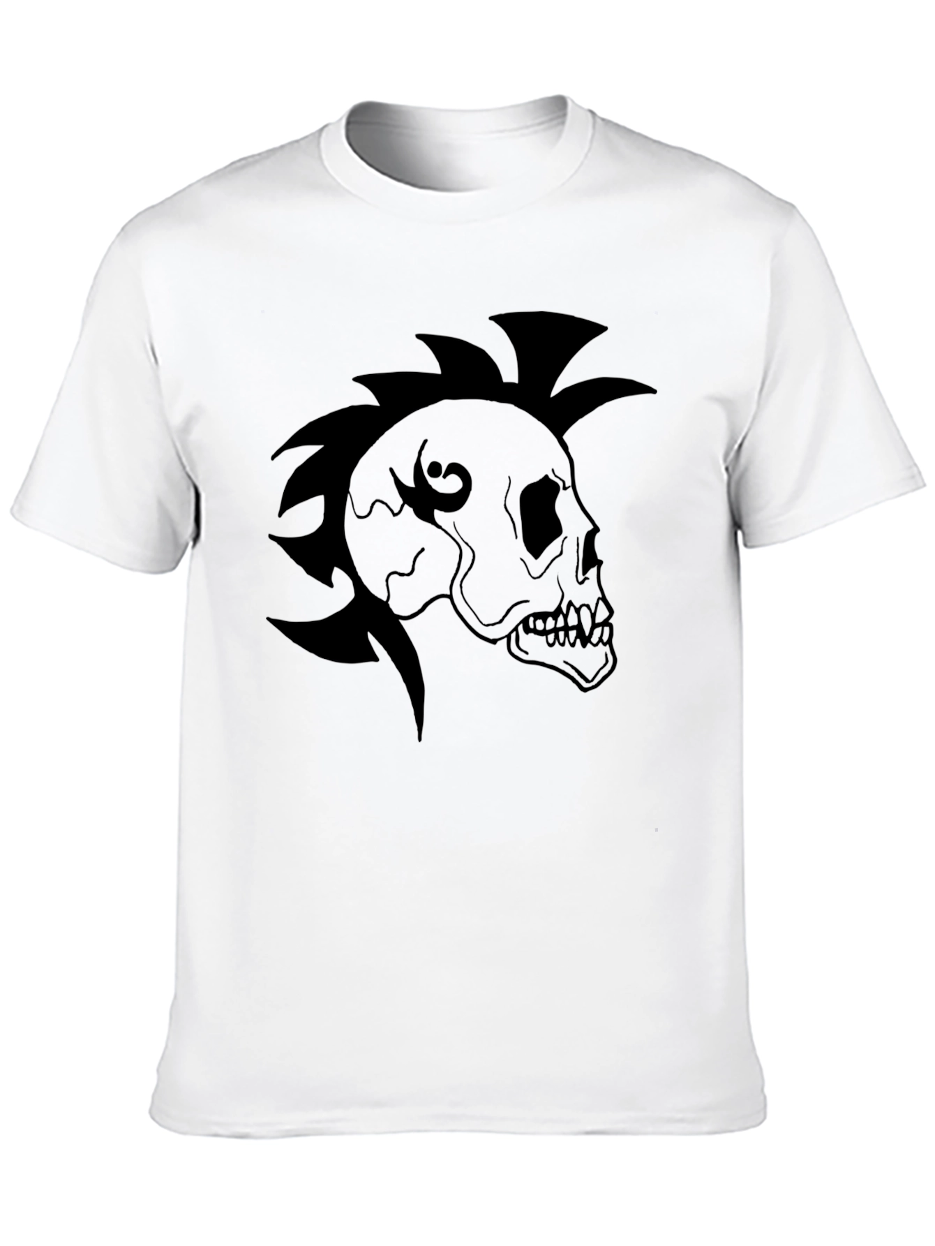 Skull Mohawk Graphic Tee - Black T-Shirt
