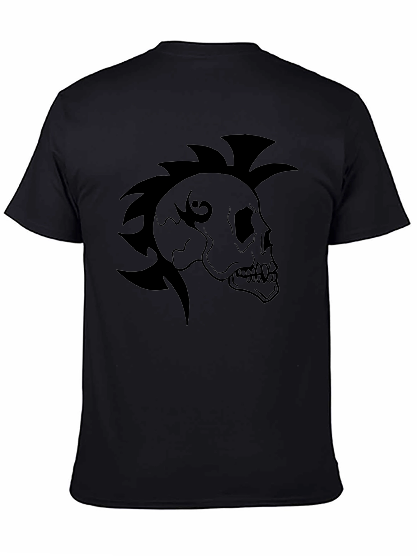 Skull Mohawk Graphic Tee - Black T-Shirt