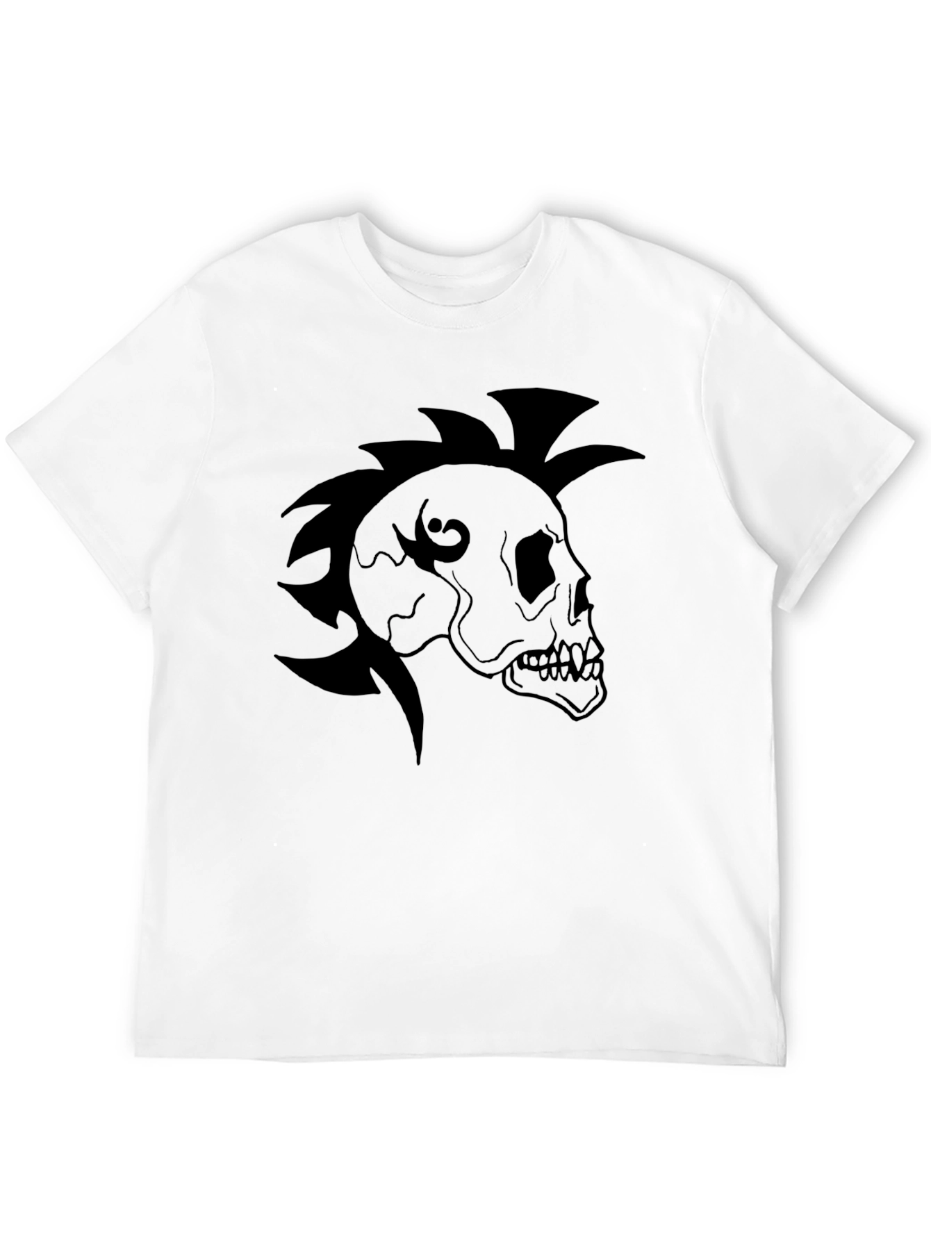 Skull Mohawk Graphic Tee - Black T-Shirt