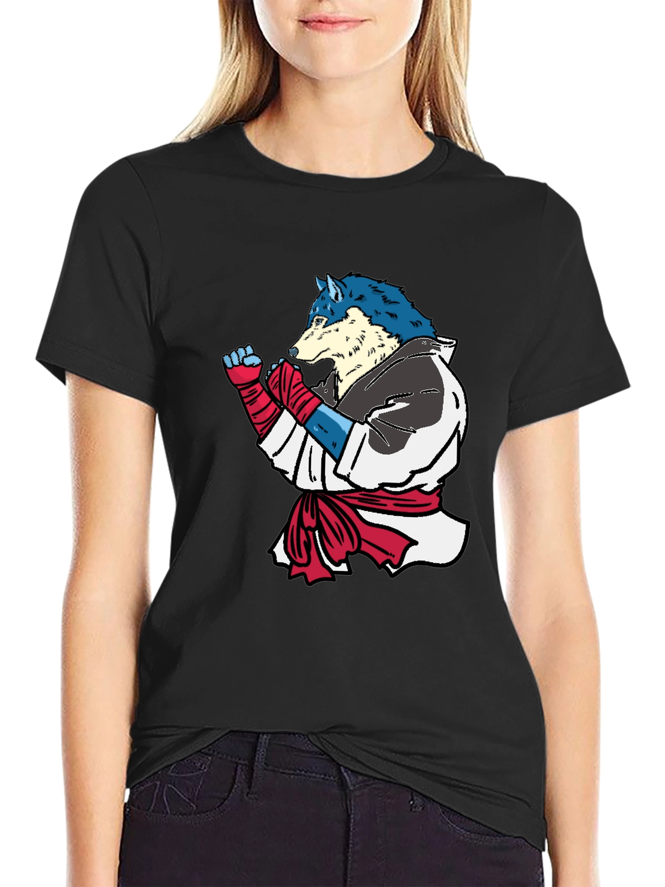 Martial Arts Wolf Graphic T-Shirt