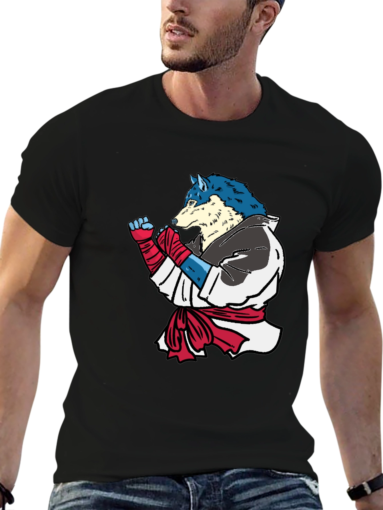 Martial Arts Wolf Graphic T-Shirt