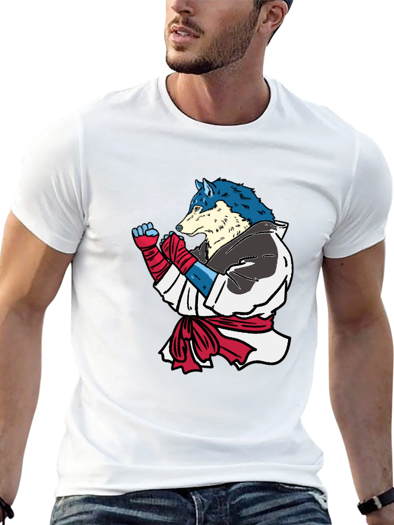 Martial Arts Wolf Graphic T-Shirt