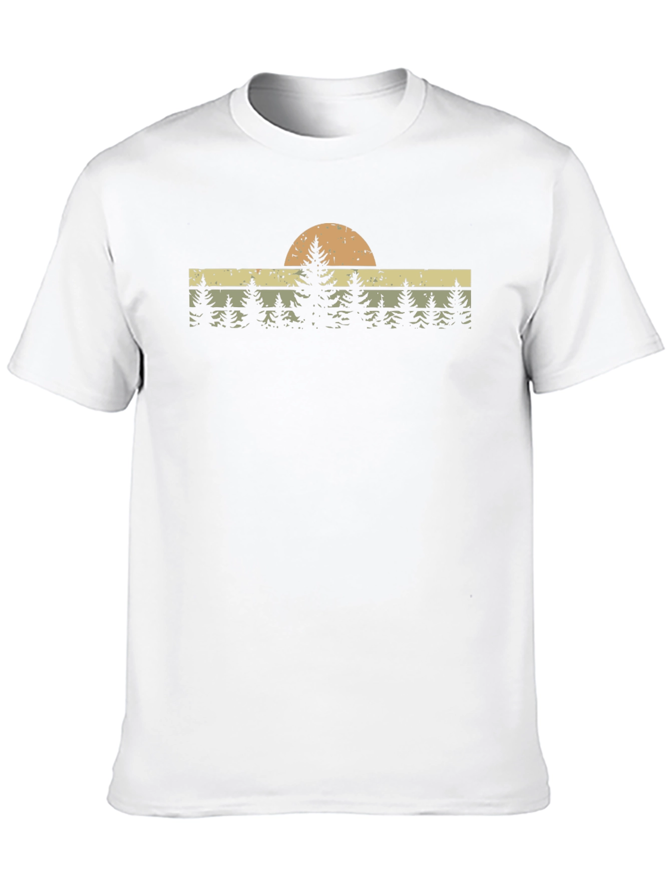 Retro Forest Sunset Graphic Tee - Black