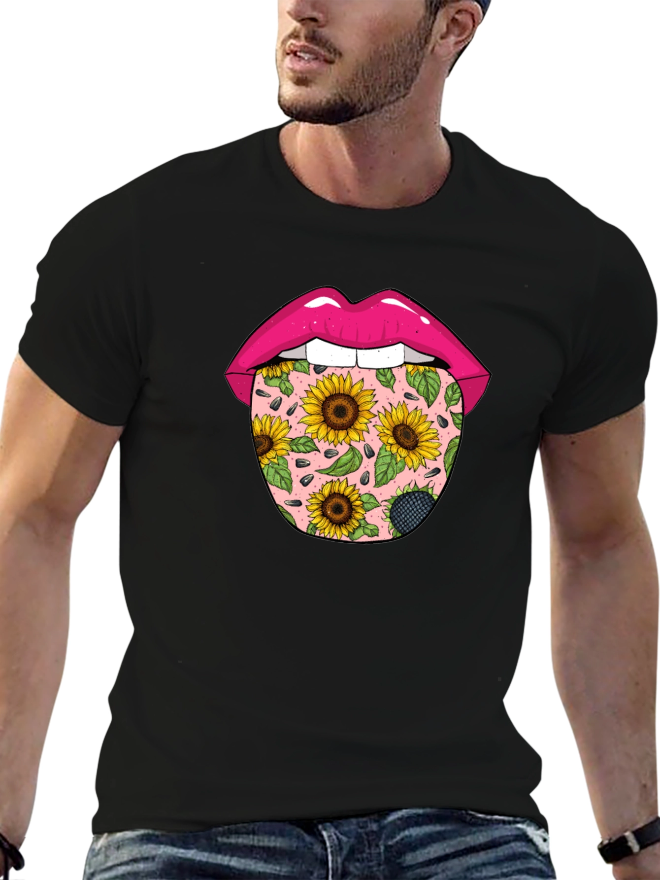 Sunflower Tongue Graphic Print T-Shirt