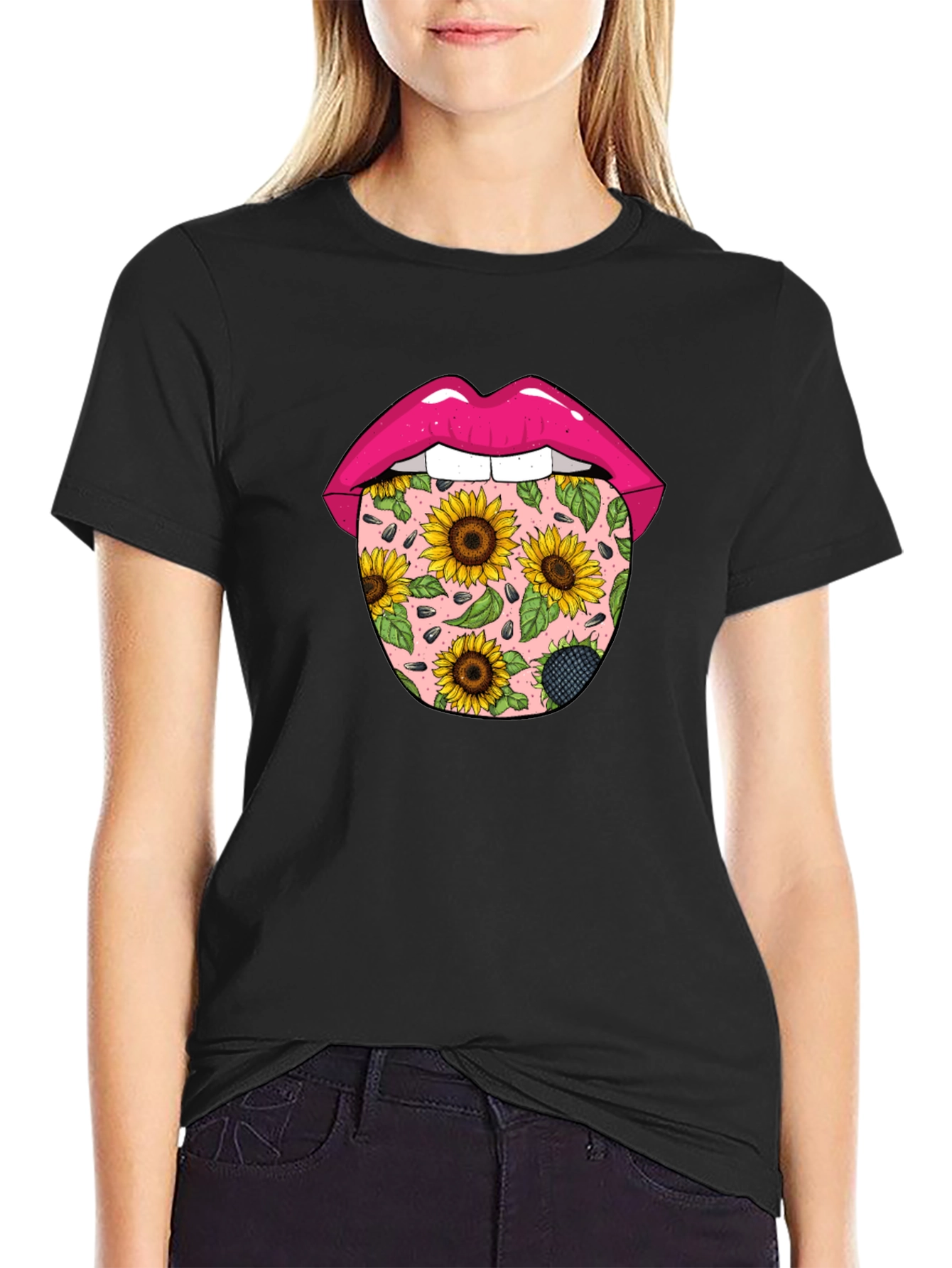 Sunflower Tongue Graphic Print T-Shirt