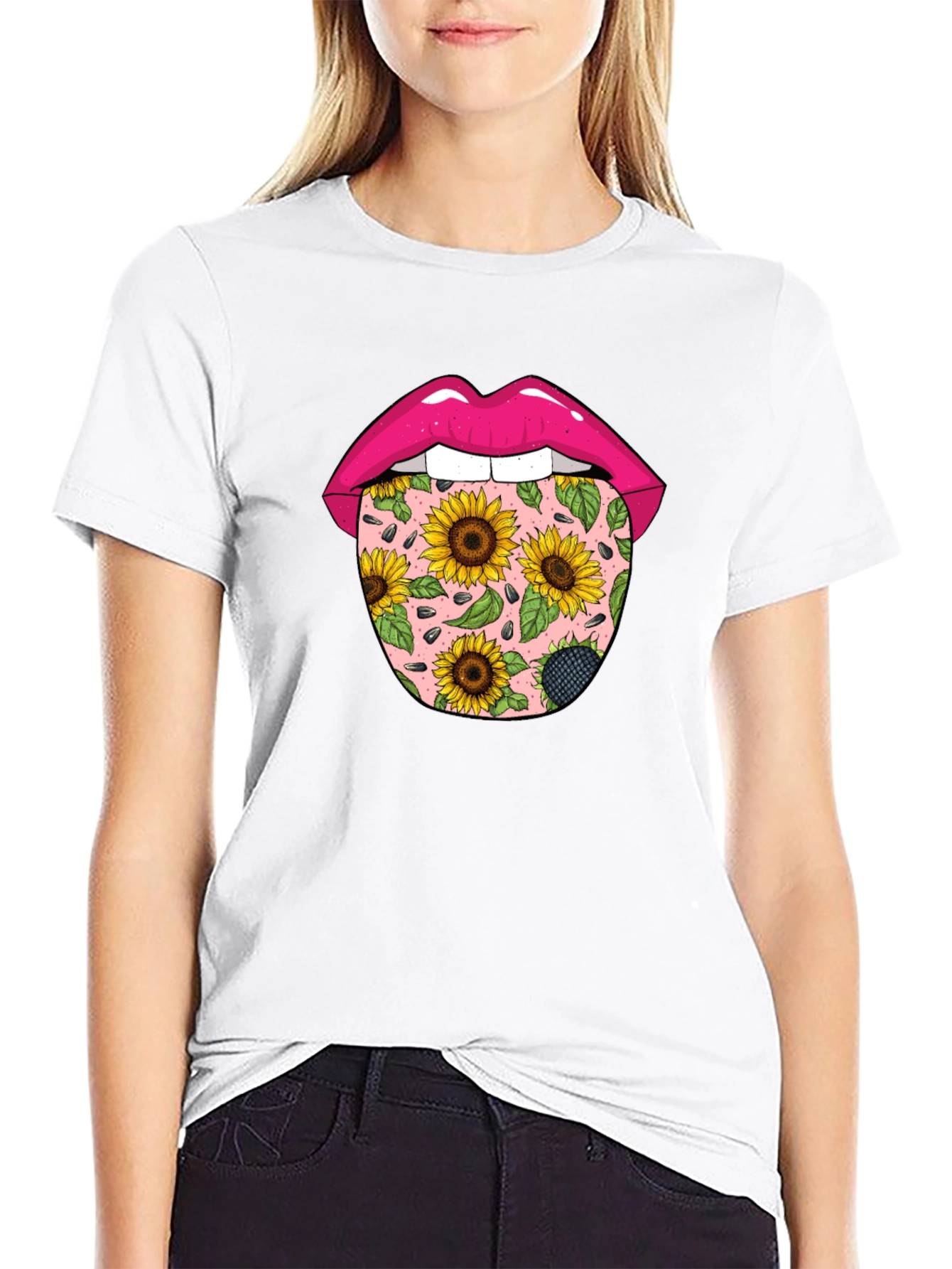 Sunflower Tongue Graphic Print T-Shirt