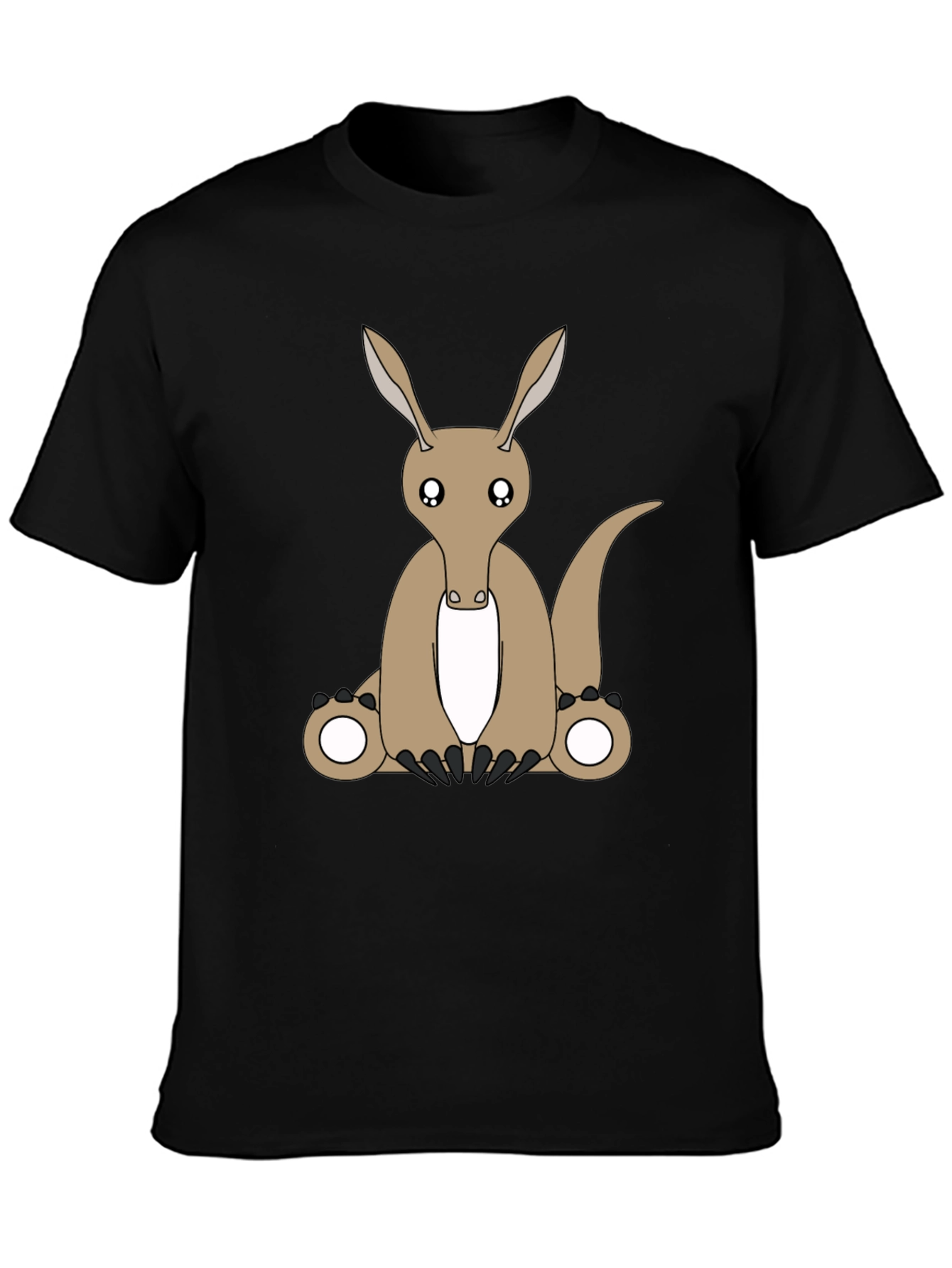 Cute Aardvark Cartoon Black T-Shirt