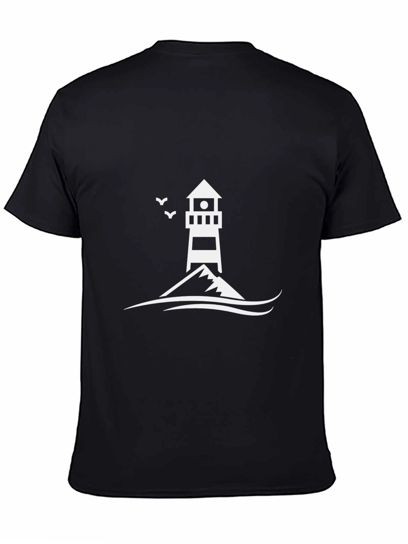 Lighthouse Graphic Tee - Black Cotton Casual Shirt