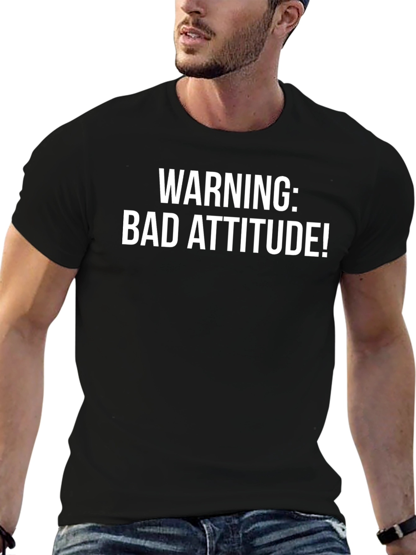 Warning Bad Attitude T-Shirt Funny Graphic Tee