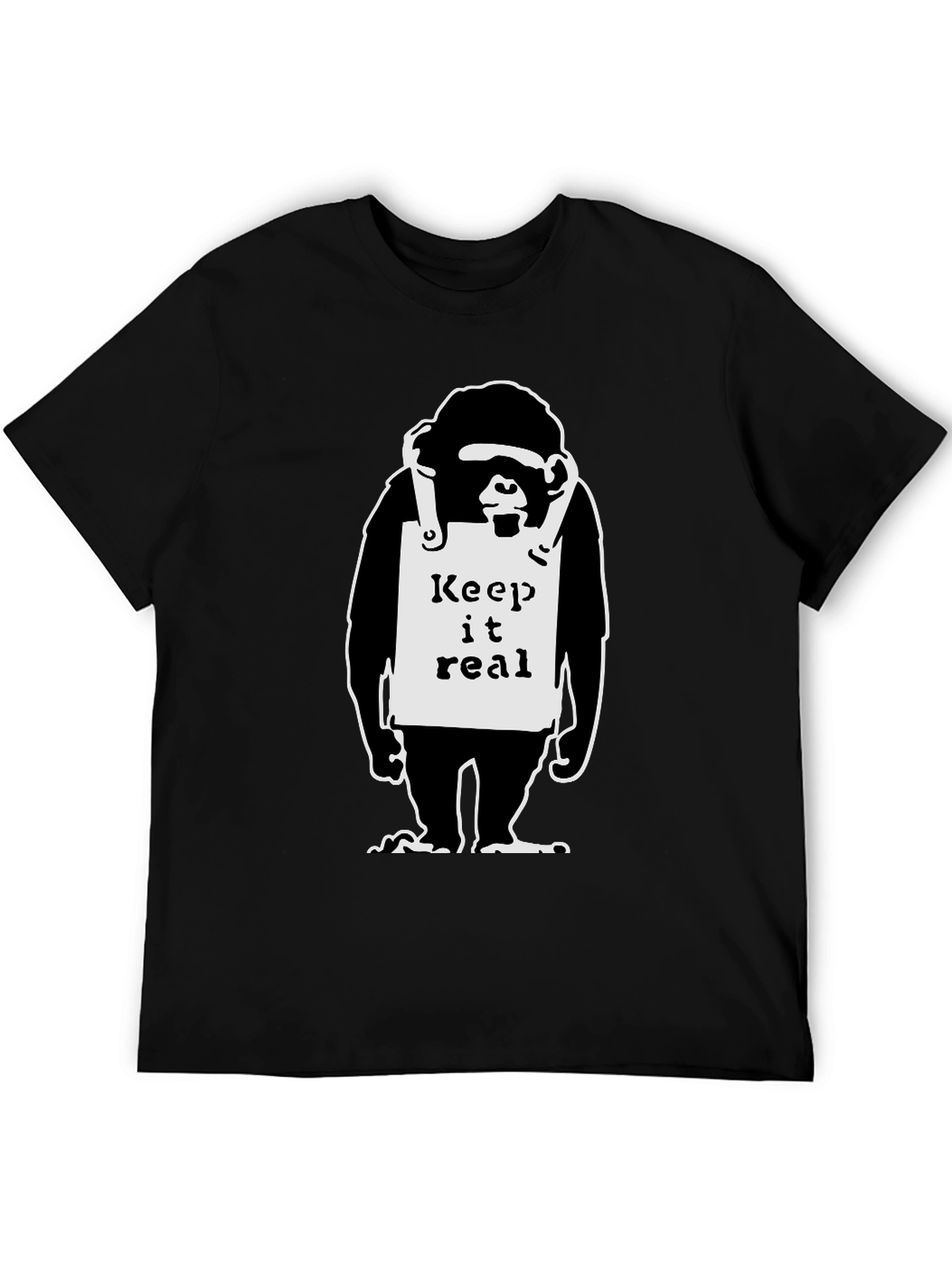 Keep it Real Monkey Graphic Black T-Shirt
