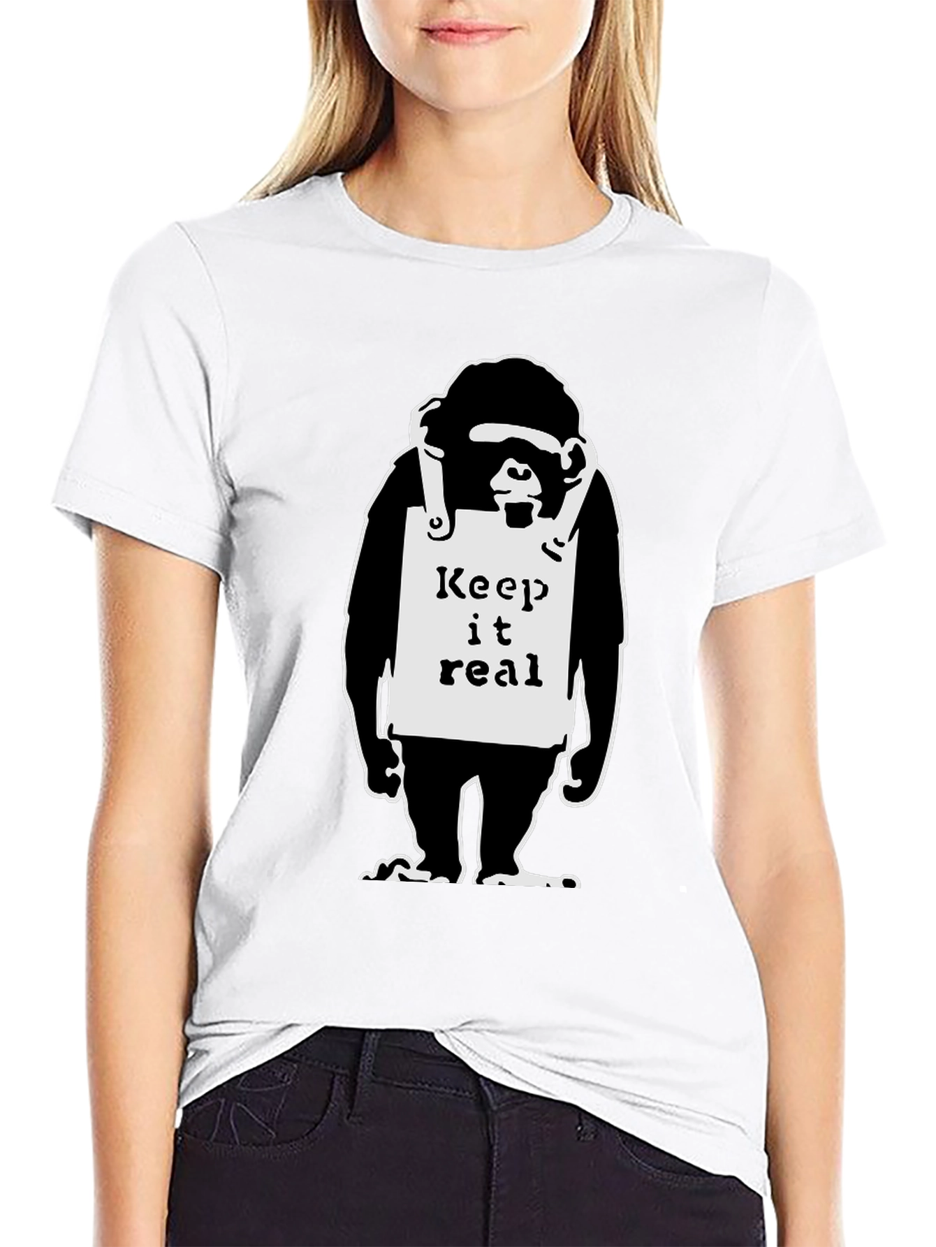 Keep it Real Monkey Graphic Black T-Shirt