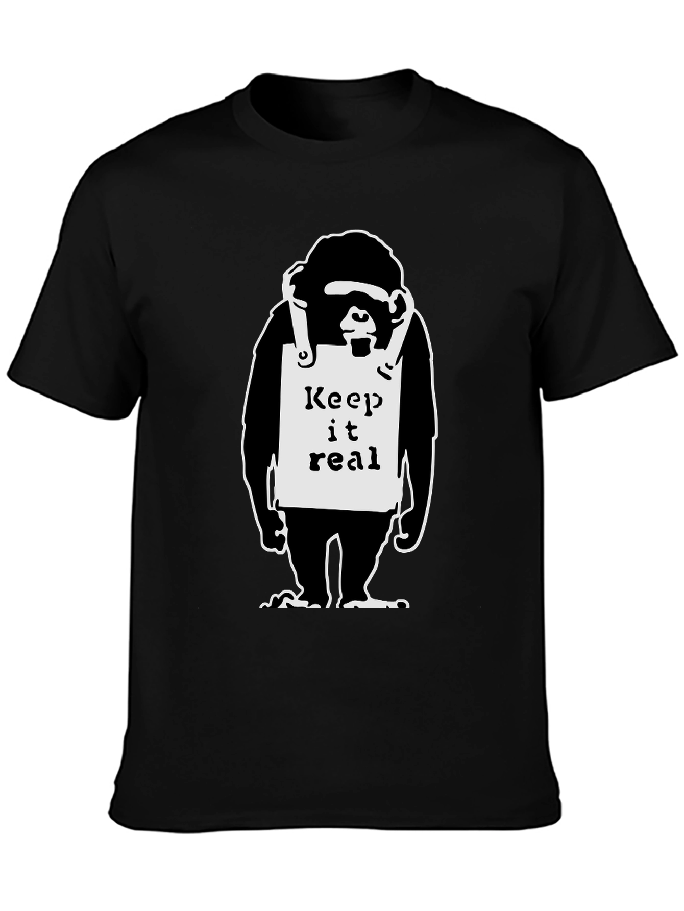 Keep it Real Monkey Graphic Black T-Shirt