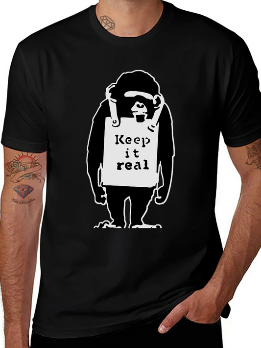 Keep it Real Monkey Graphic Black T-Shirt