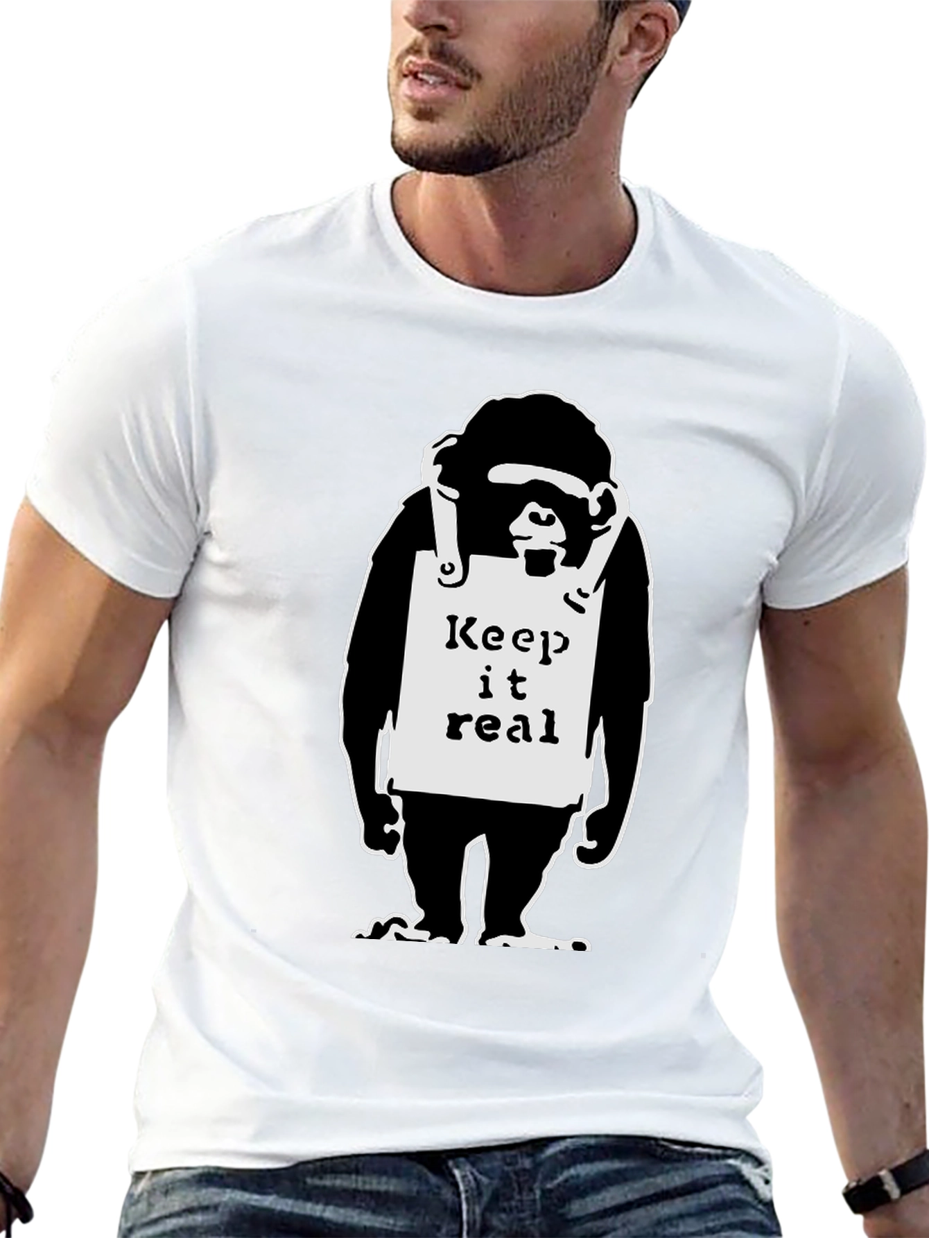 Keep it Real Monkey Graphic Black T-Shirt