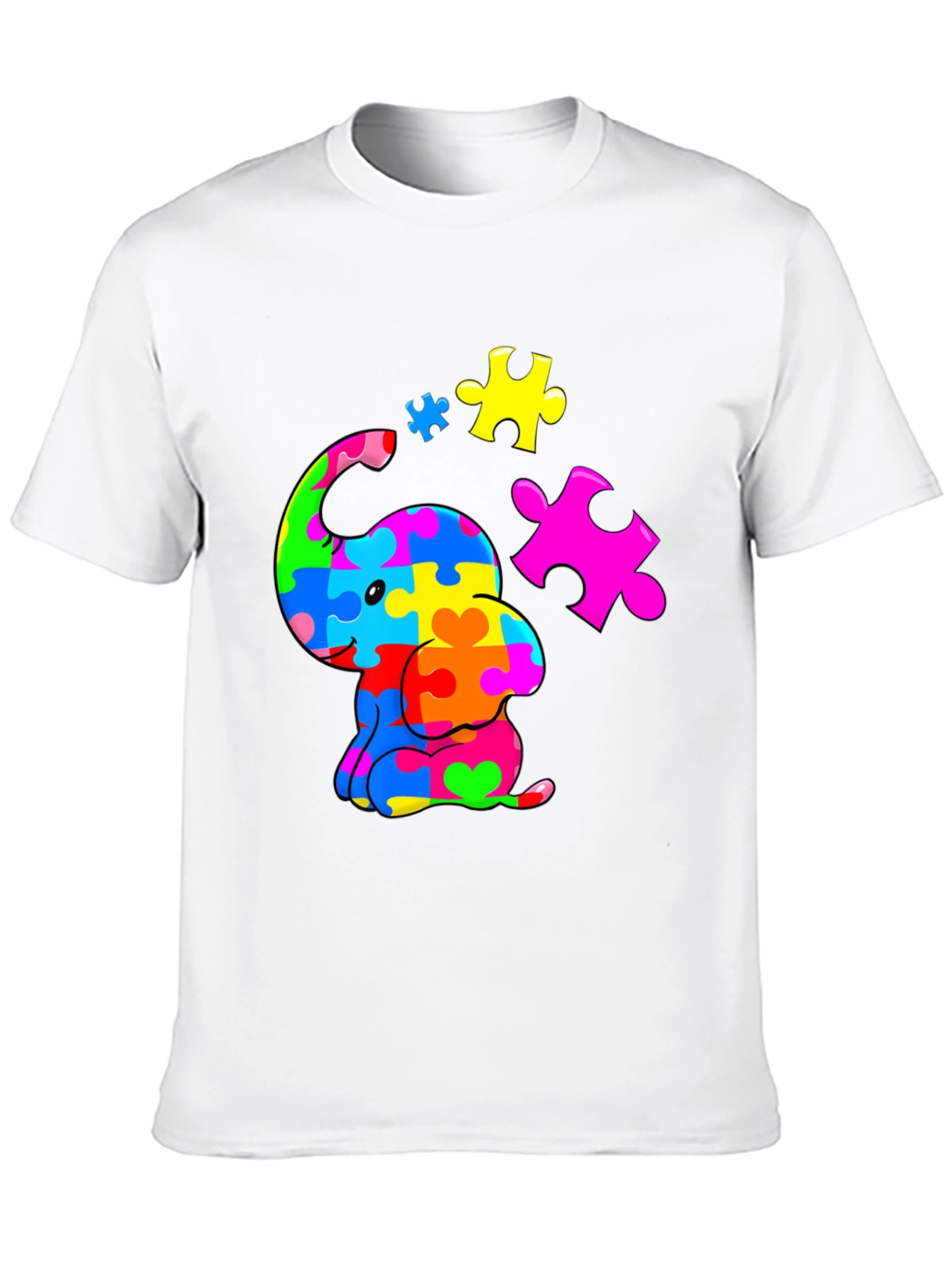 Autism Awareness Puzzle Elephant Graphic Tee