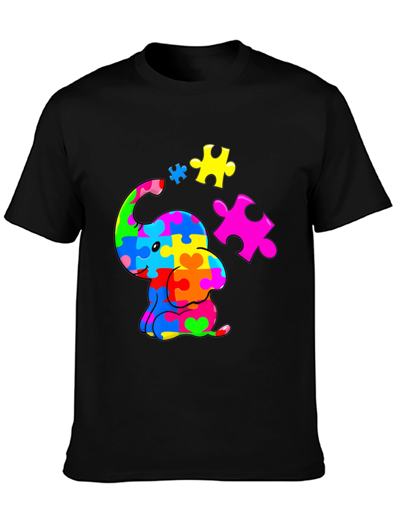 Autism Awareness Puzzle Elephant Graphic Tee