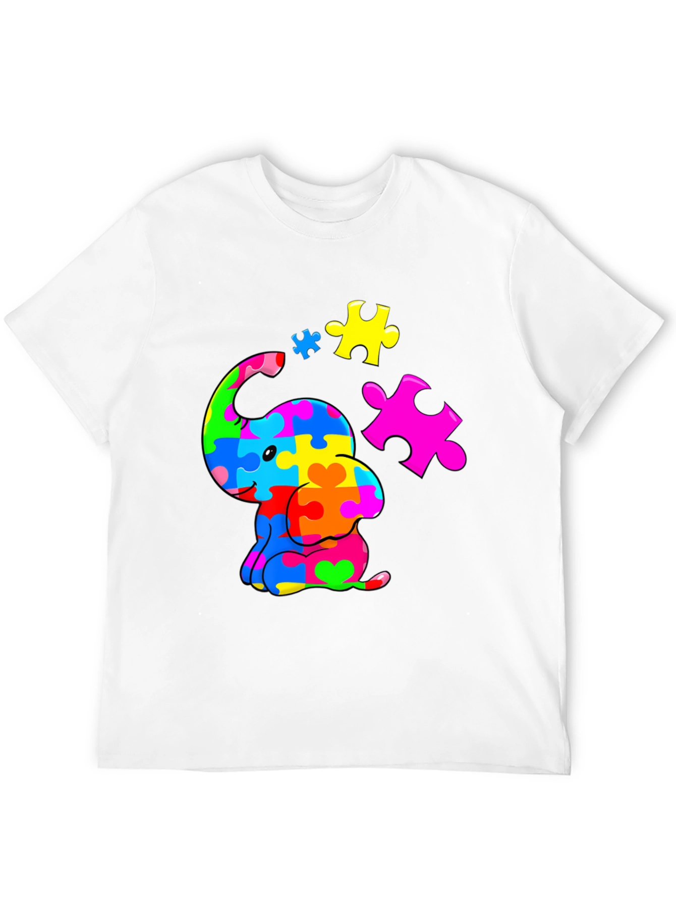 Autism Awareness Puzzle Elephant Graphic Tee
