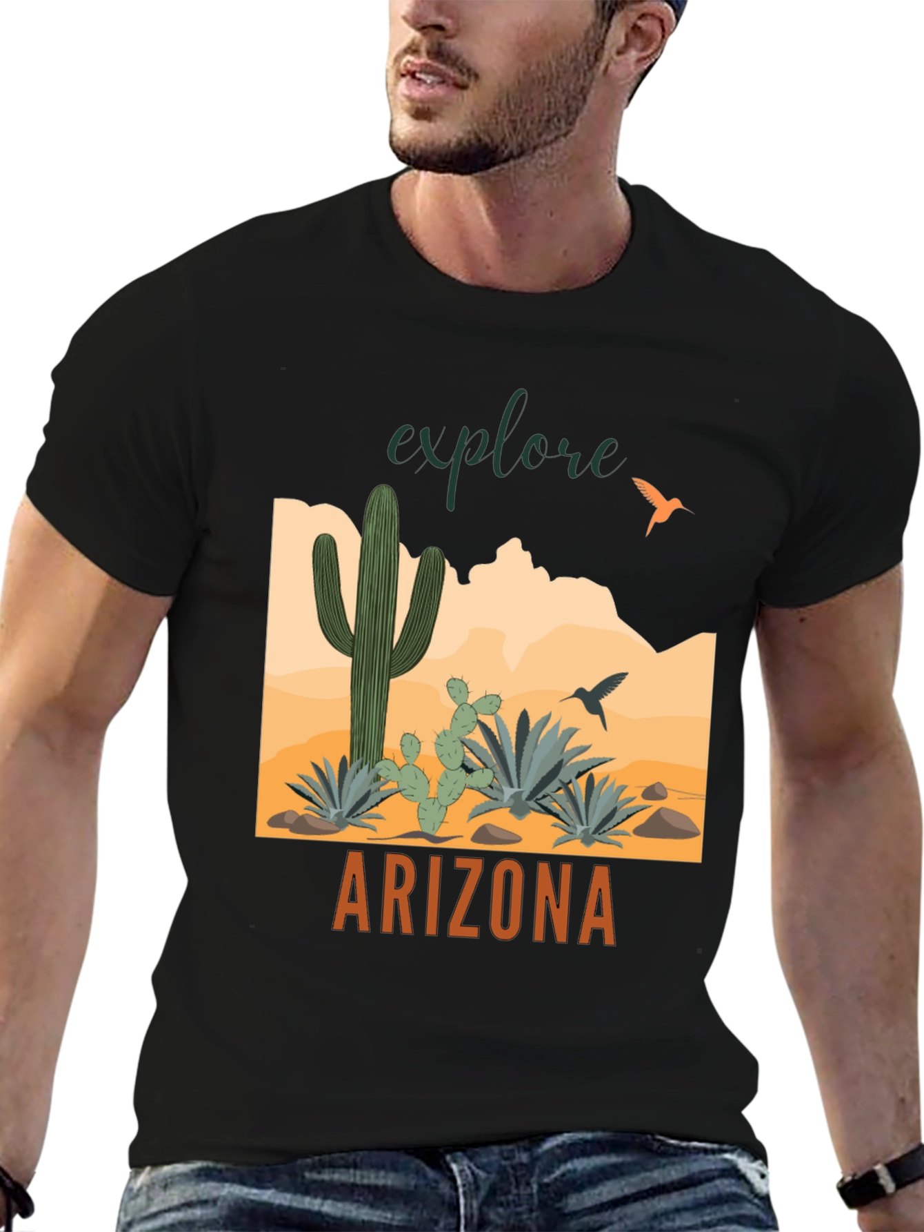 Explore Arizona Black Graphic T-Shirt