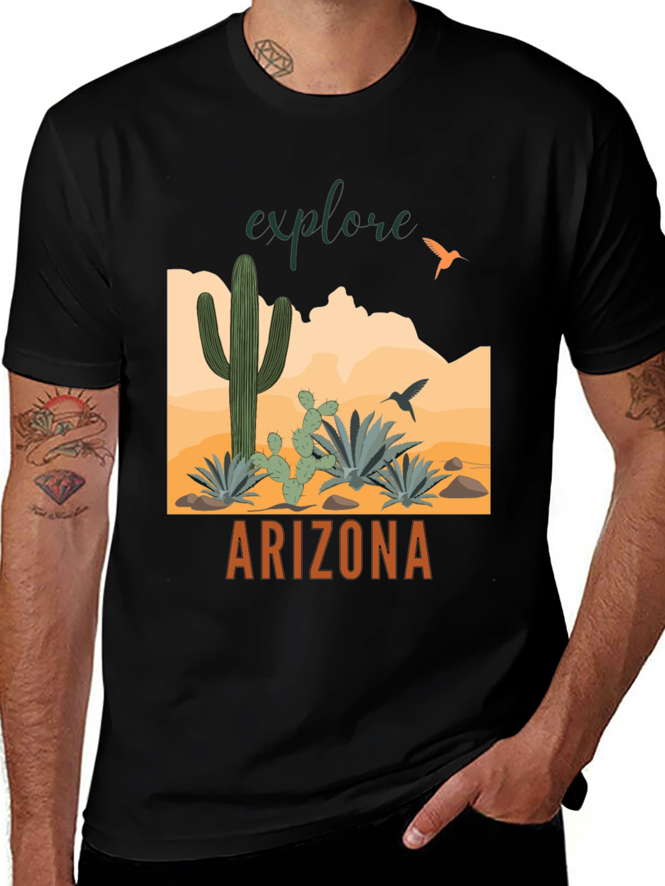 Explore Arizona Black Graphic T-Shirt