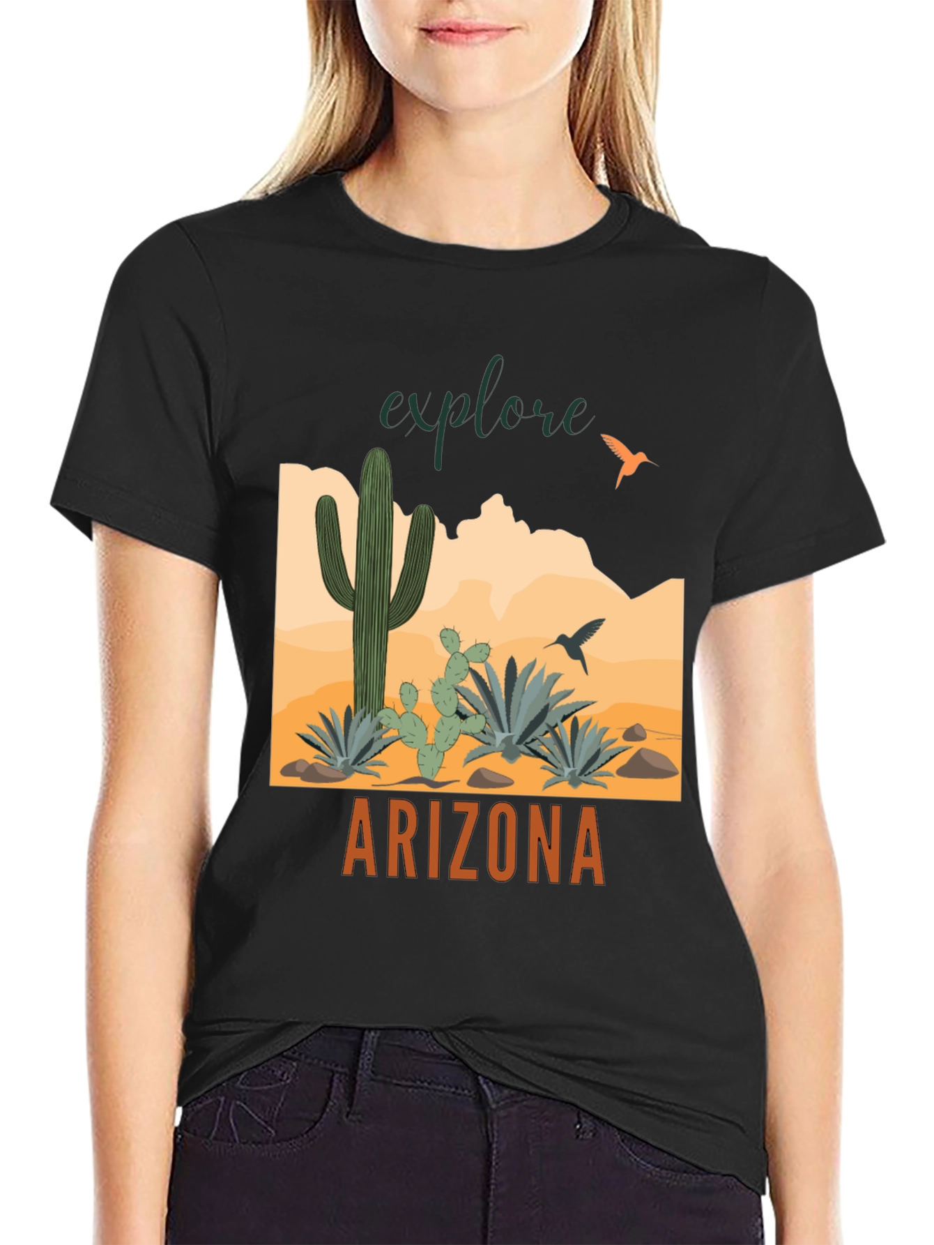 Explore Arizona Black Graphic T-Shirt