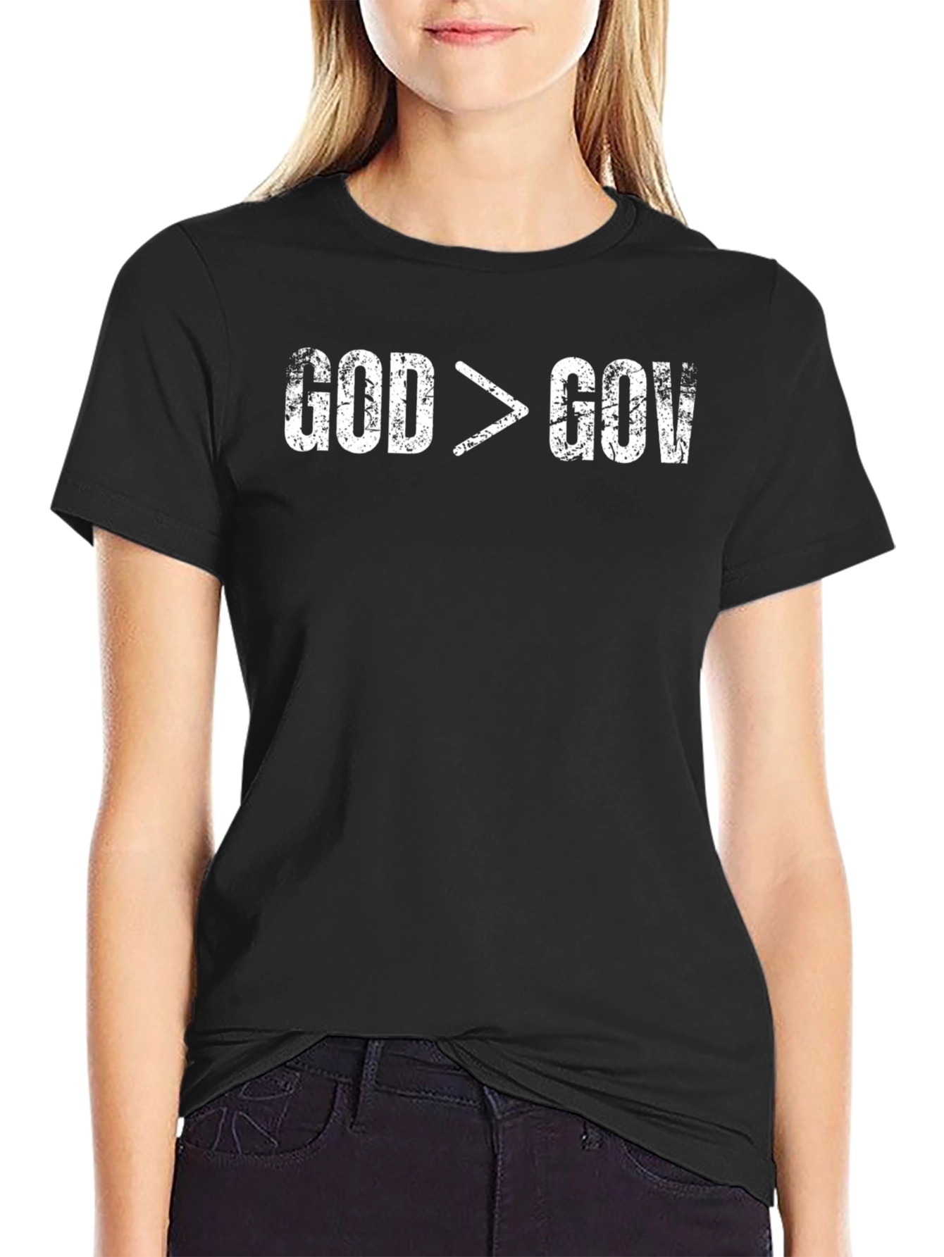 God is Greater Than Government Black T-Shirt