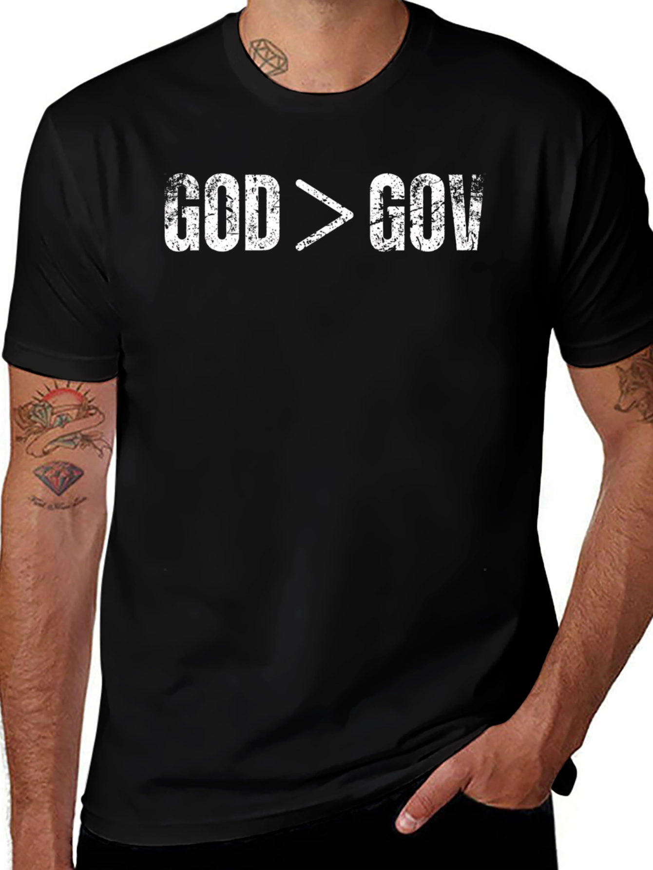 God is Greater Than Government Black T-Shirt