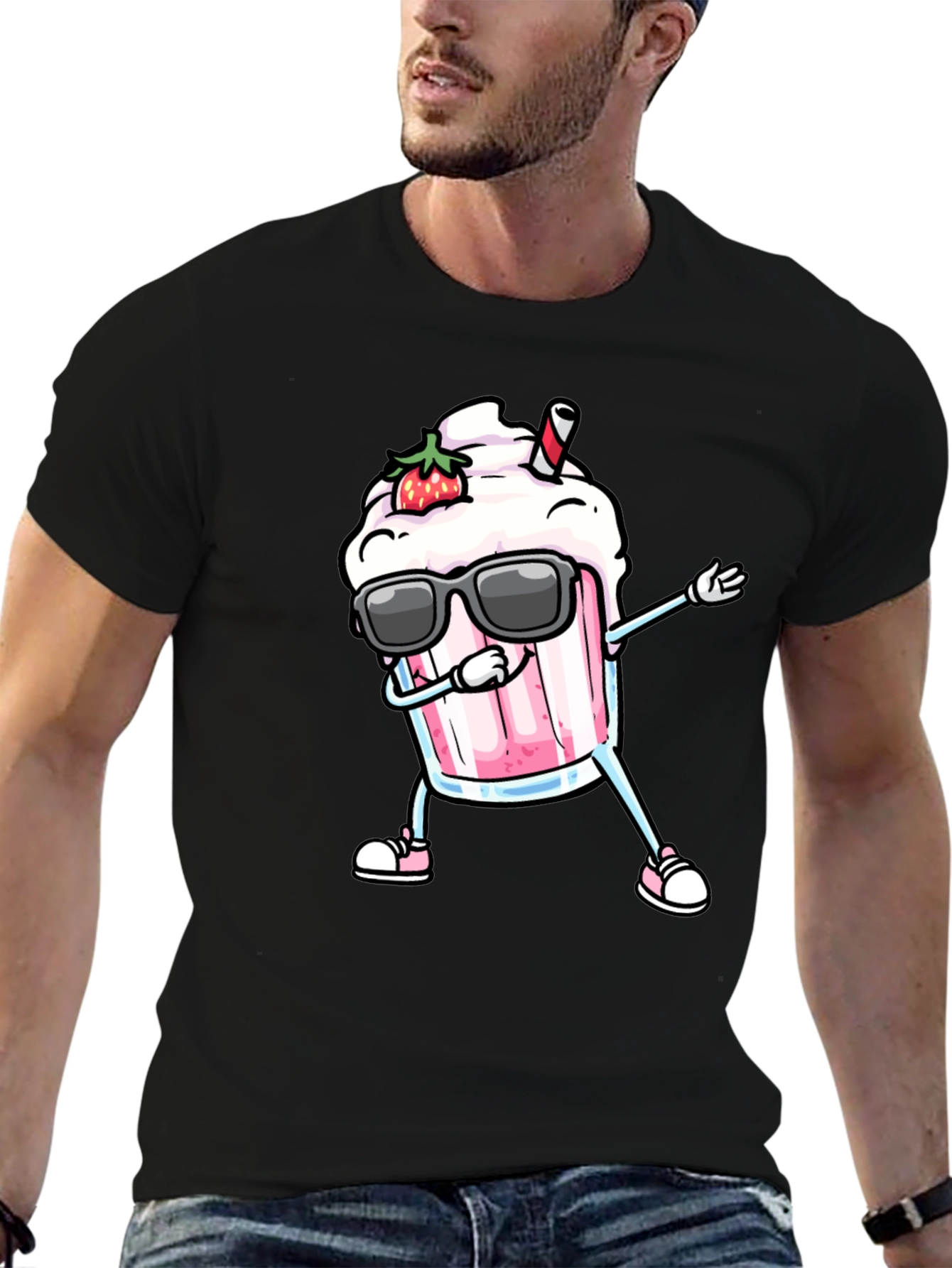 Cool Strawberry Milkshake Dabbing Graphic Tee