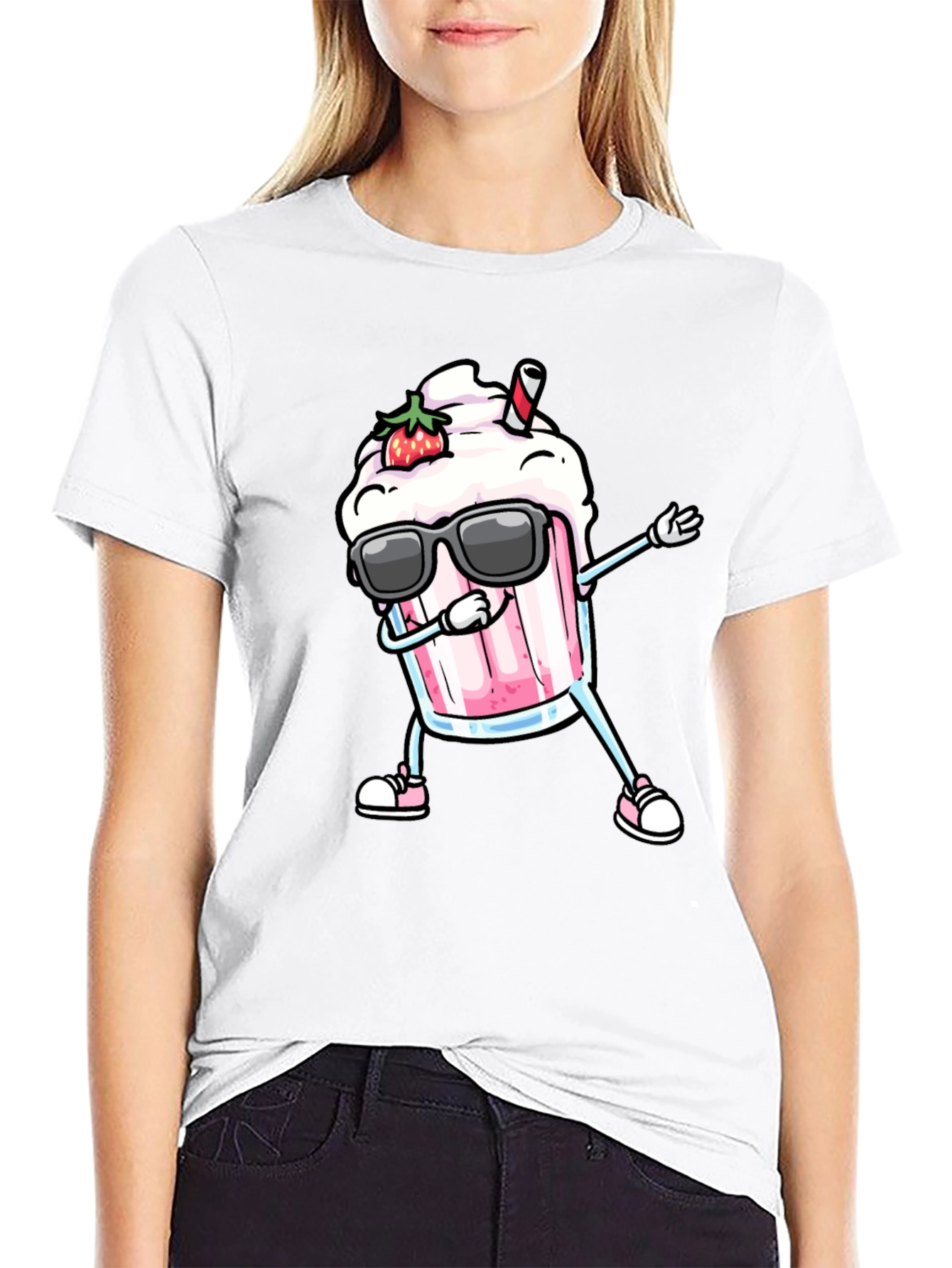Cool Strawberry Milkshake Dabbing Graphic Tee