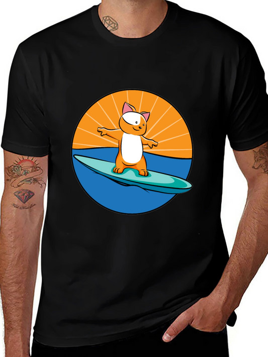 Surfing Cat T-Shirt - Cool Graphic Tee