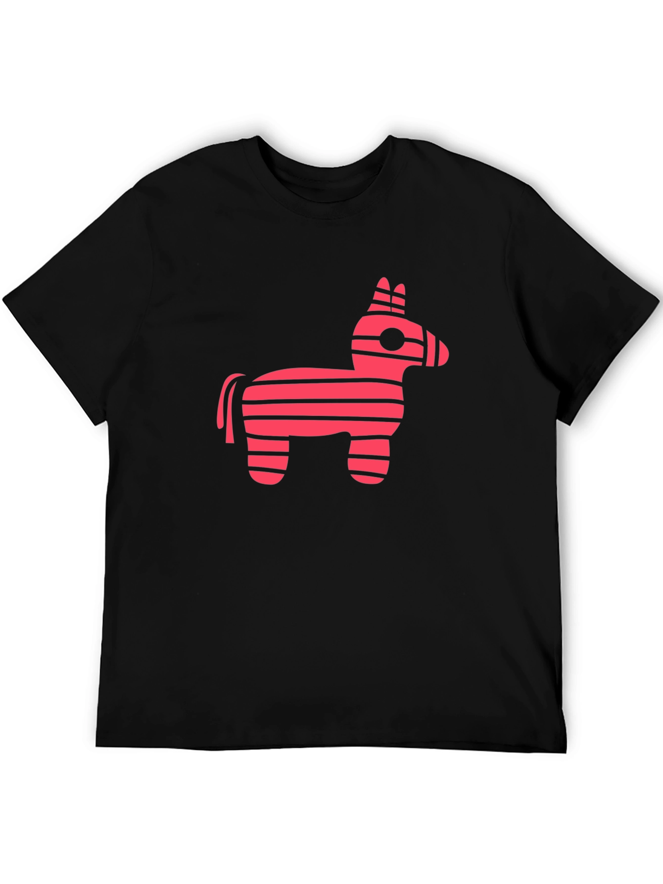 Pink Striped Donkey Piñata Graphic Tee - Black