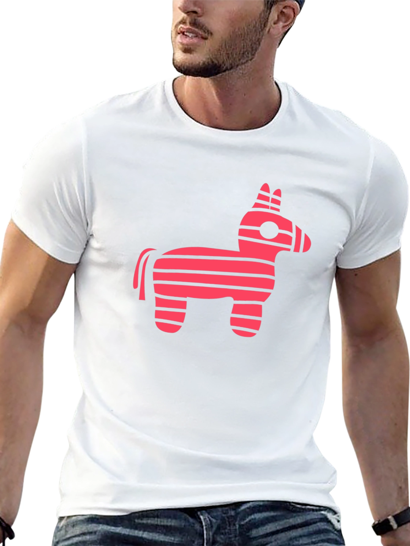 Pink Striped Donkey Piñata Graphic Tee - Black
