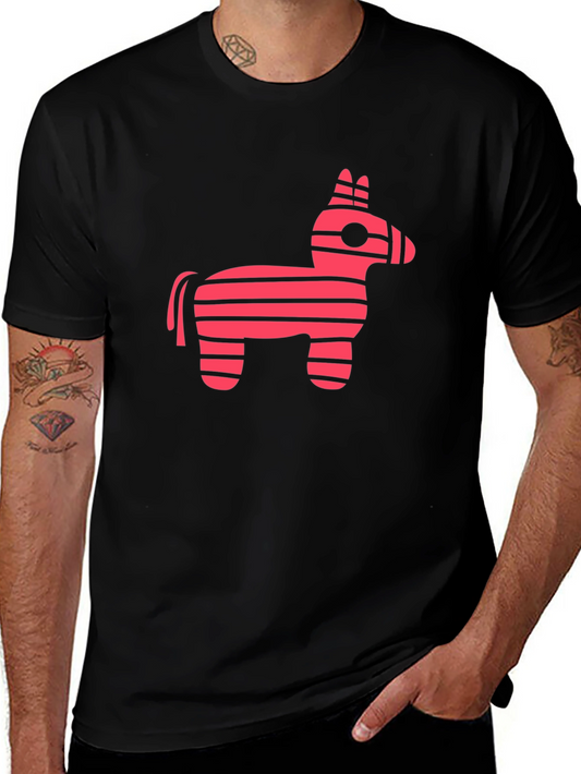 Pink Striped Donkey Piñata Graphic Tee - Black