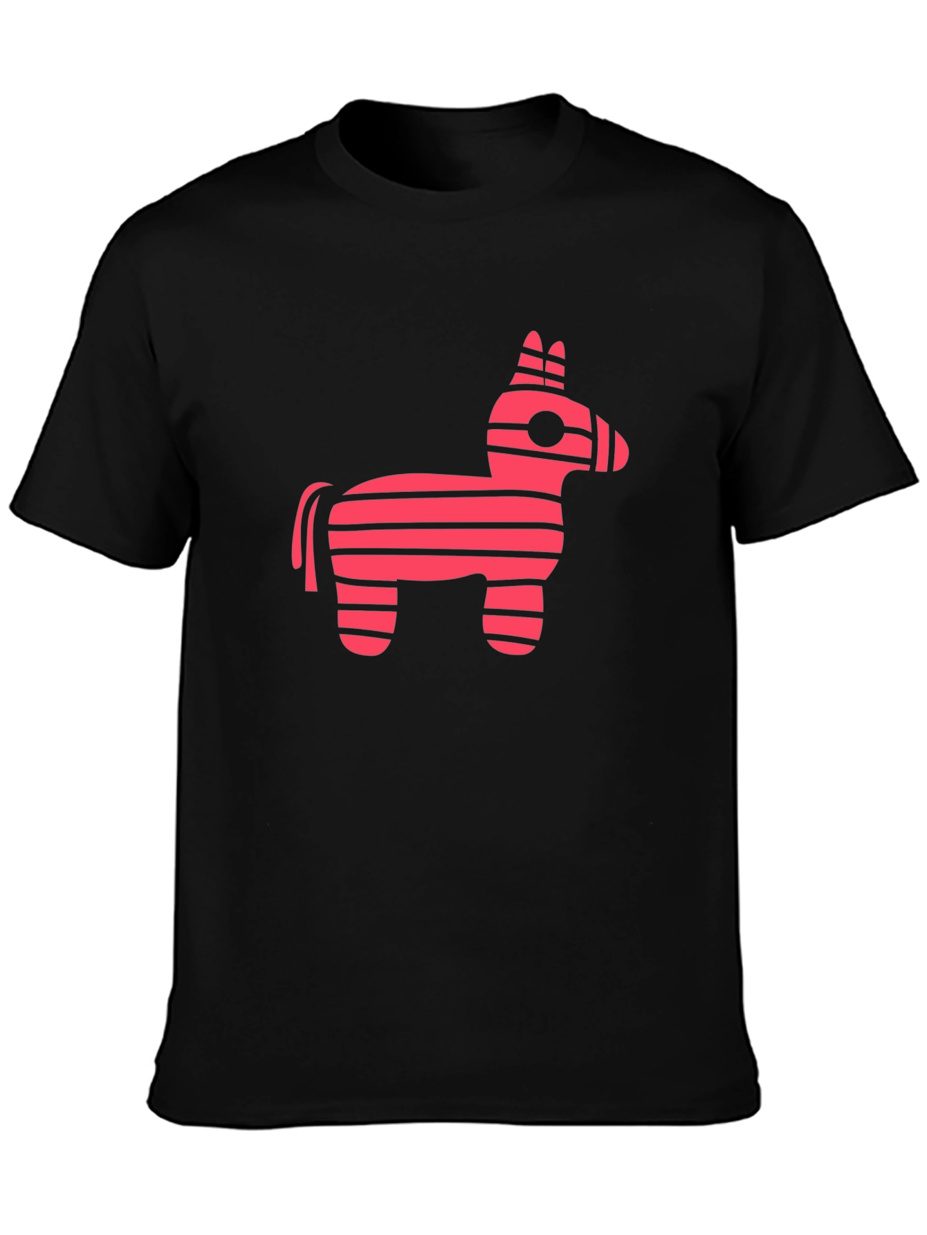 Pink Striped Donkey Piñata Graphic Tee - Black