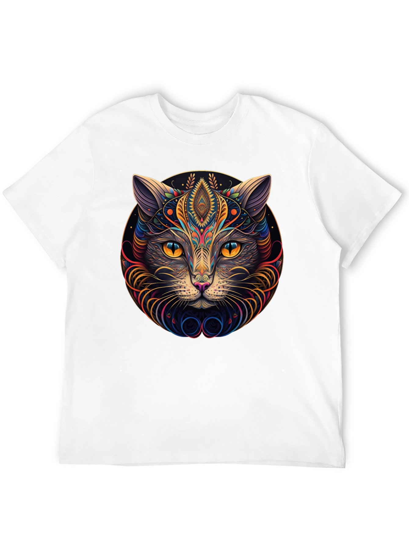 Psychedelic Cat Graphic Tee - Modern Style