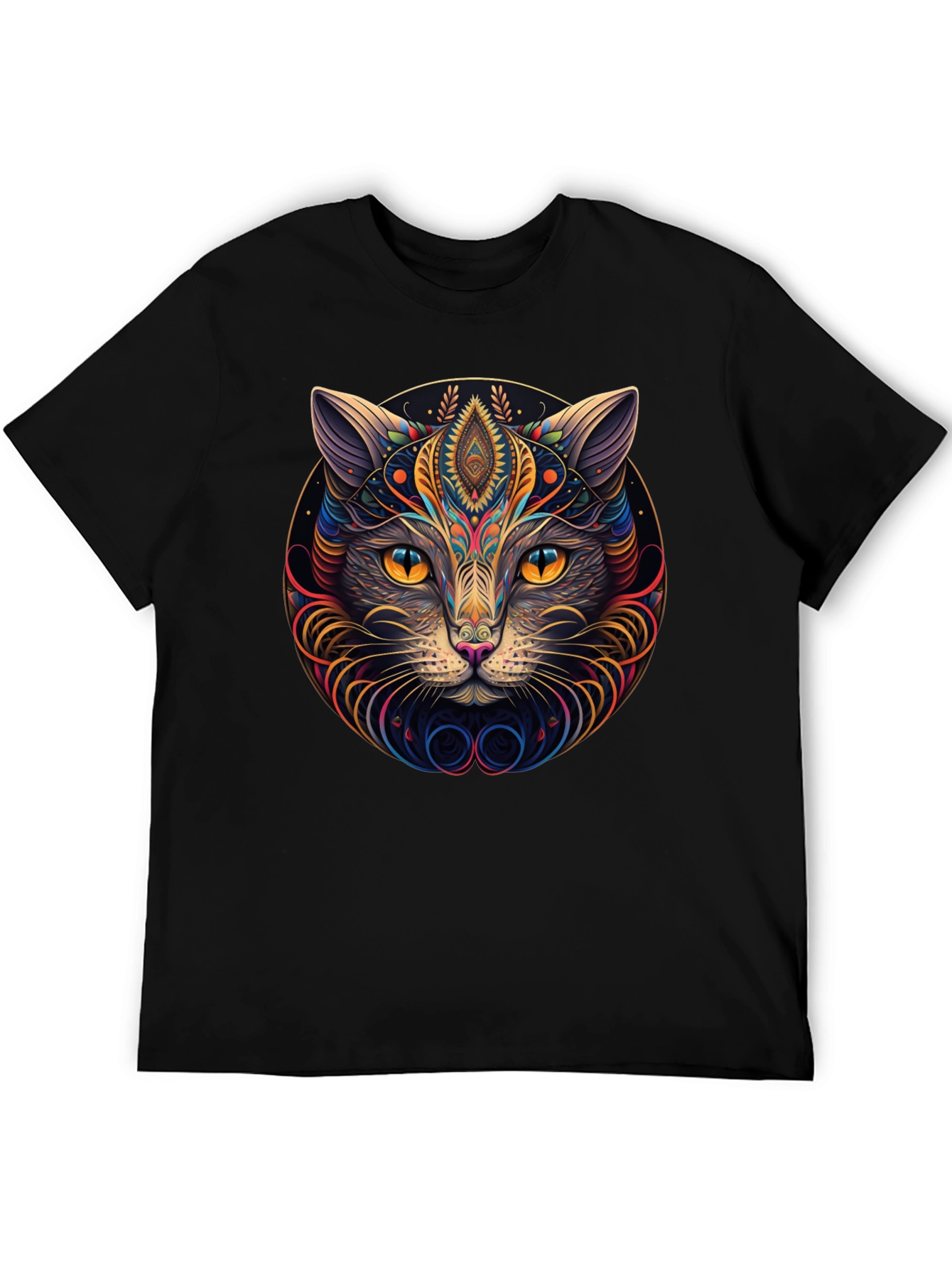 Psychedelic Cat Graphic Tee - Modern Style