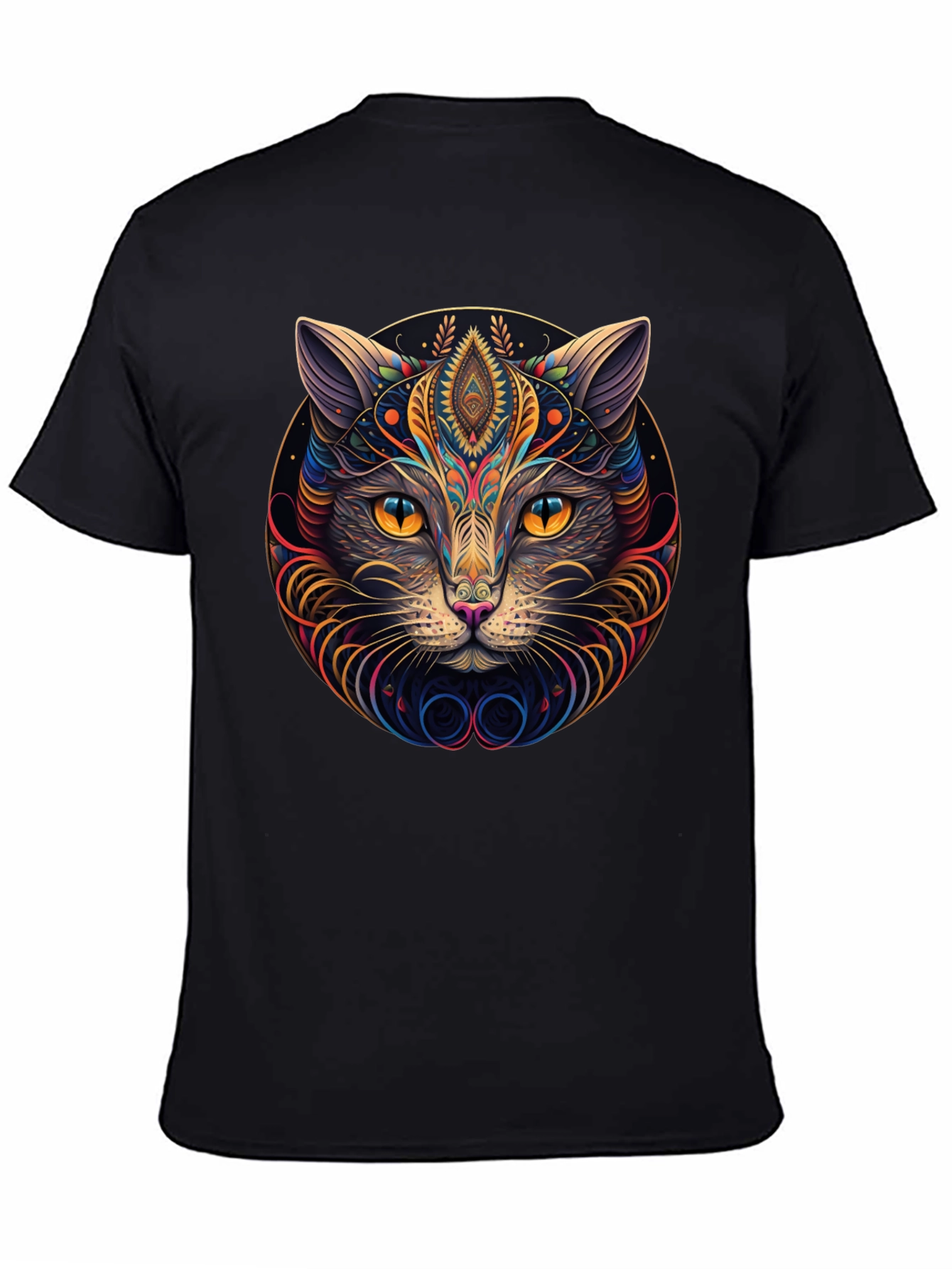 Psychedelic Cat Graphic Tee - Modern Style
