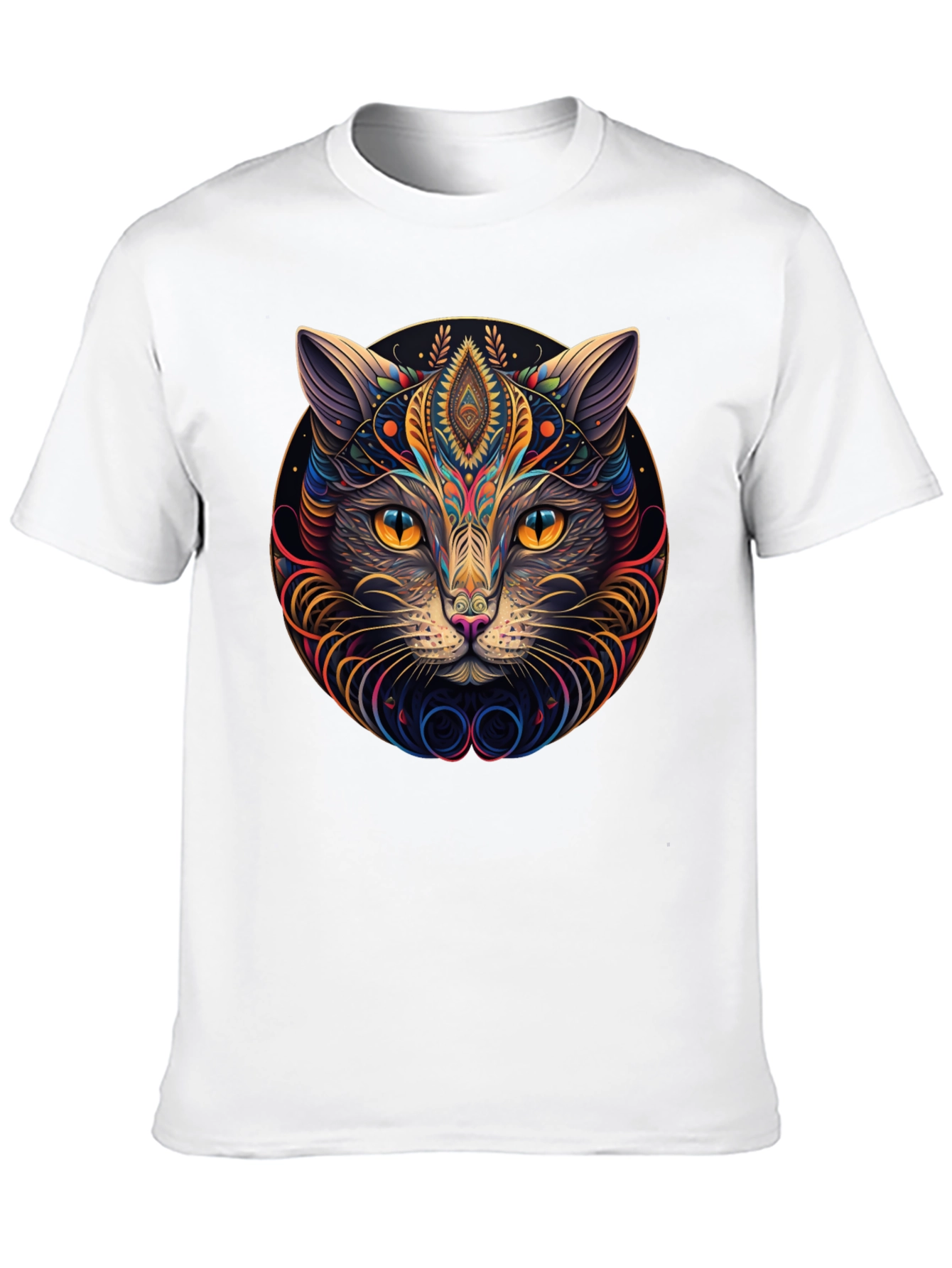 Psychedelic Cat Graphic Tee - Modern Style