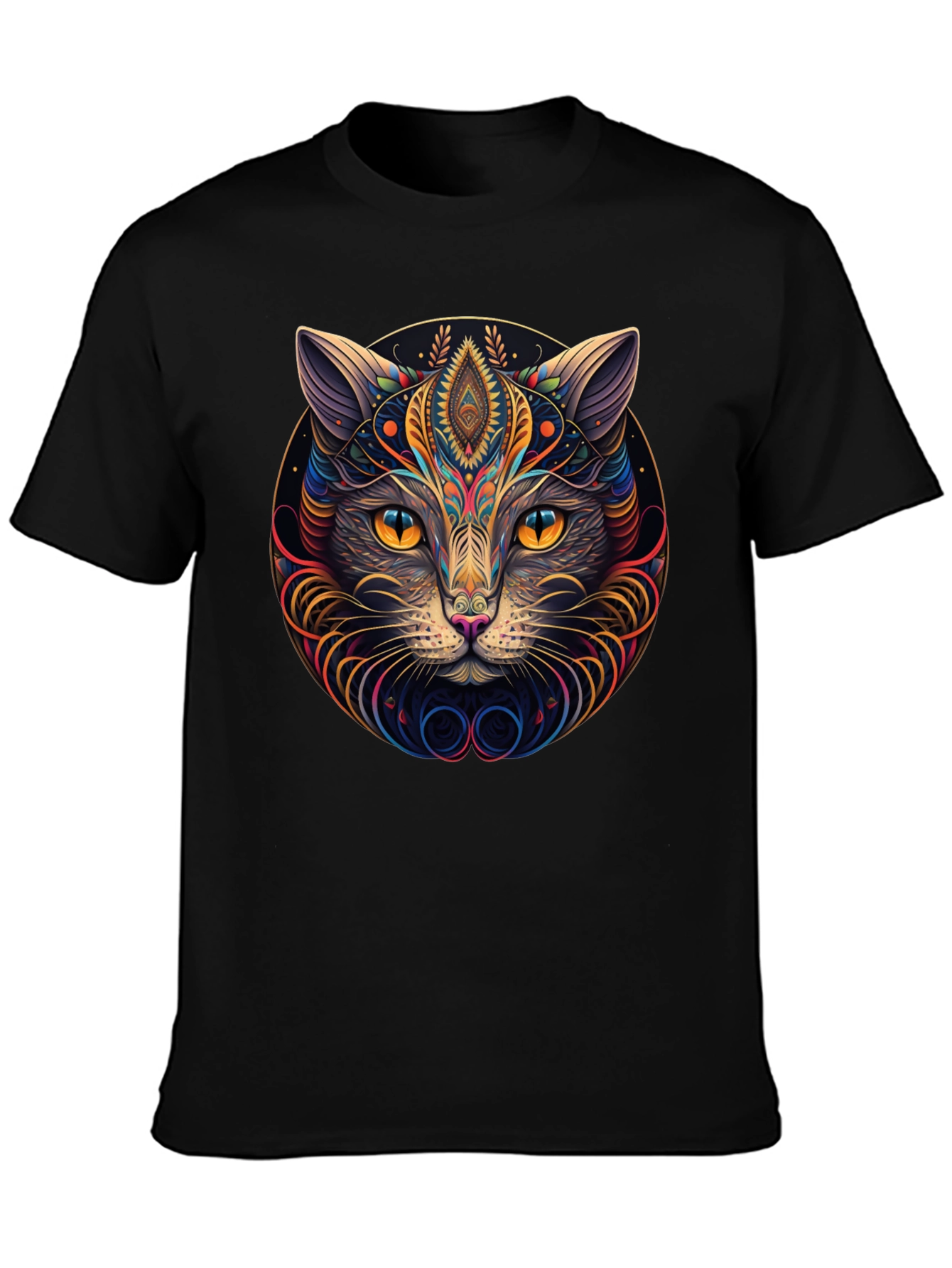 Psychedelic Cat Graphic Tee - Modern Style